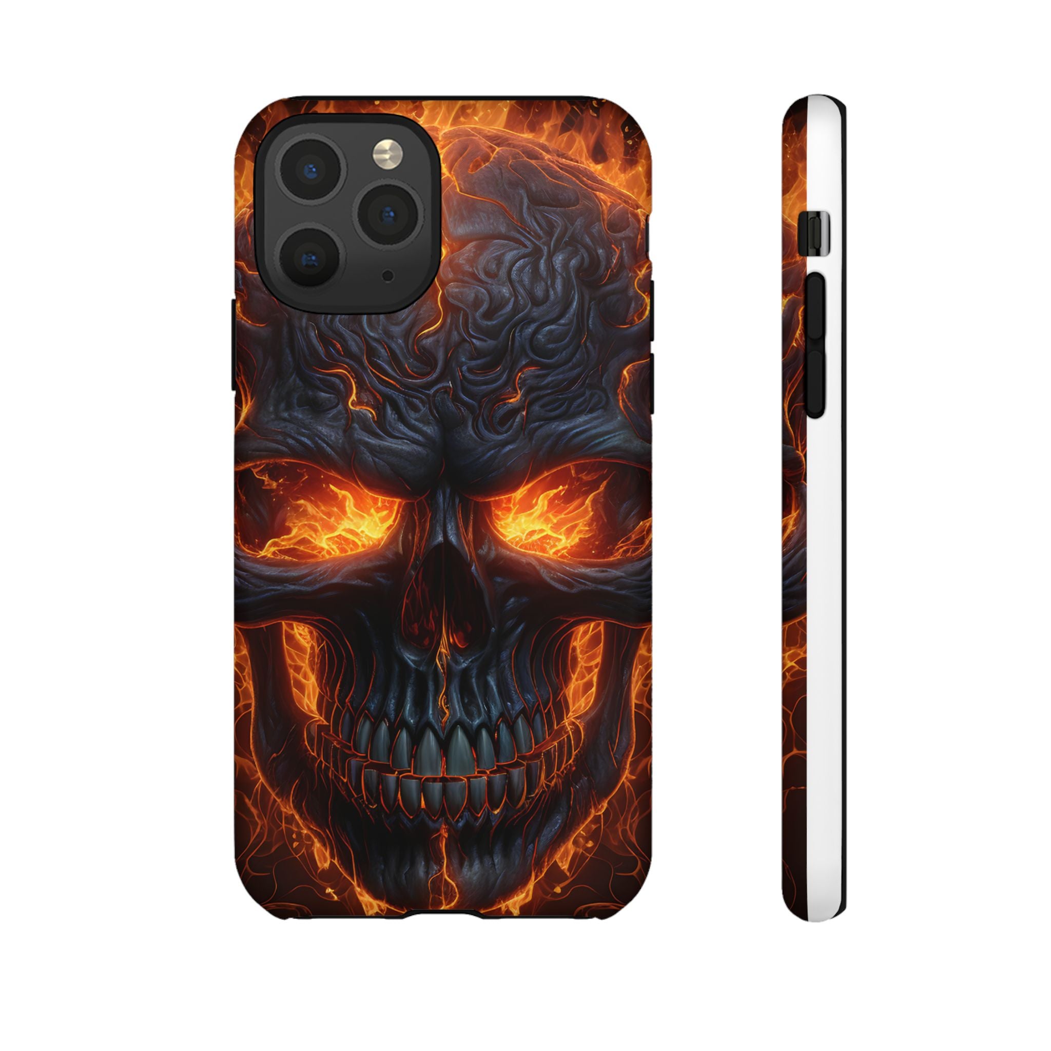 Fiery Skull Hexagon iPhone Case - Rugged Texture