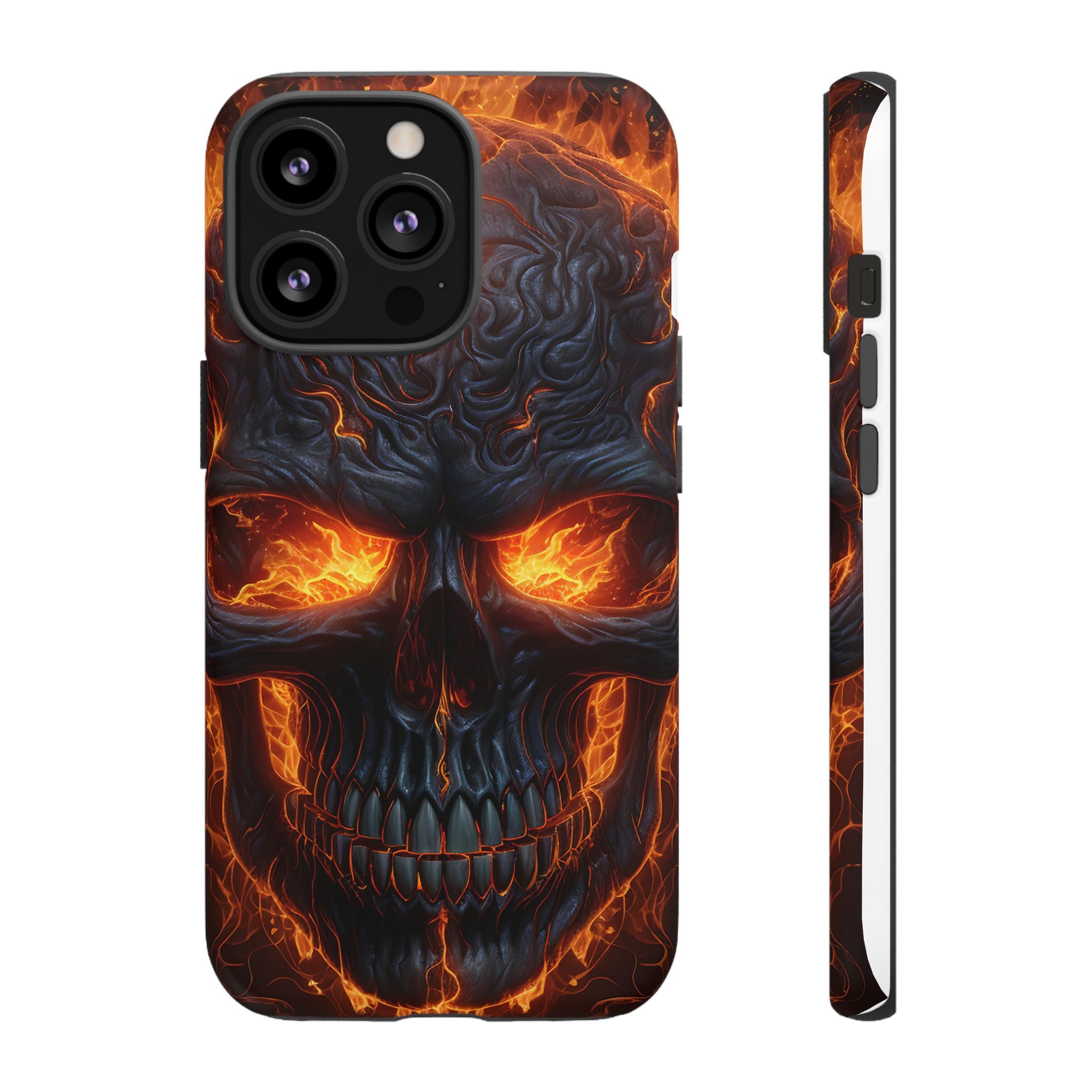 Fiery Skull Hexagon iPhone Case - Rugged Texture