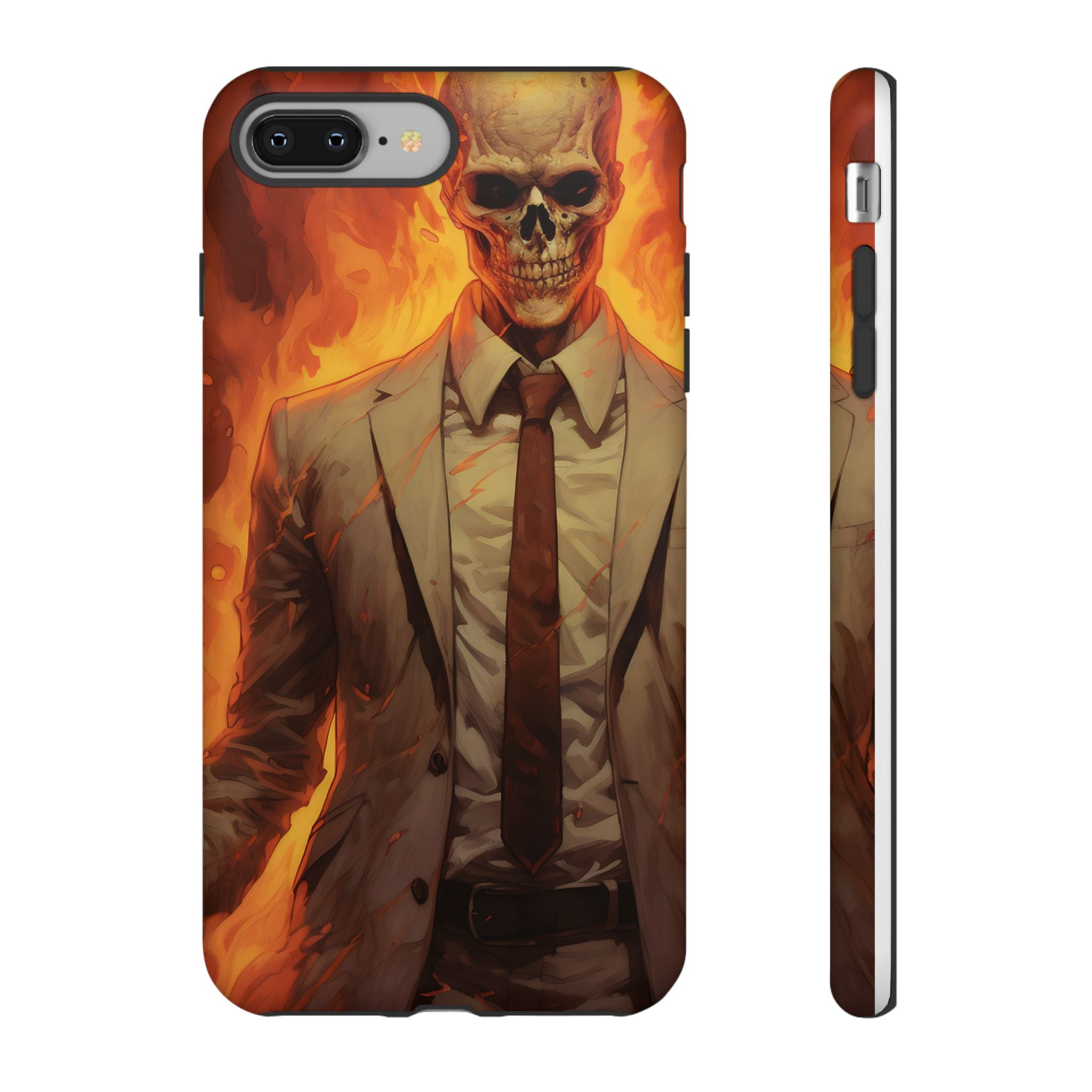 Fiery Skull Man Hexagon Stone iPhone Case