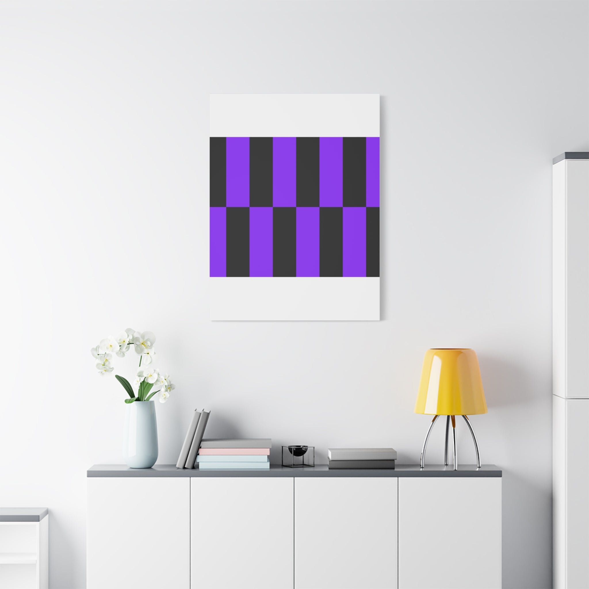 Violet & Charcoal Checkerboard Canvas Art