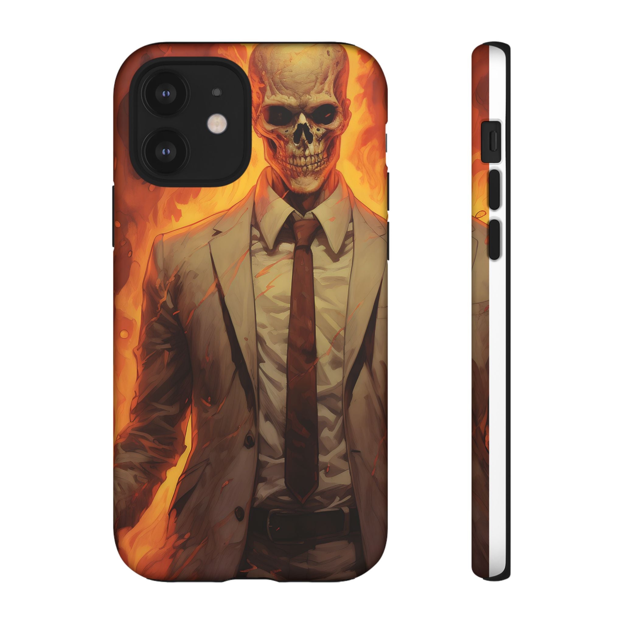 Fiery Skull Man Hexagon Stone iPhone Case