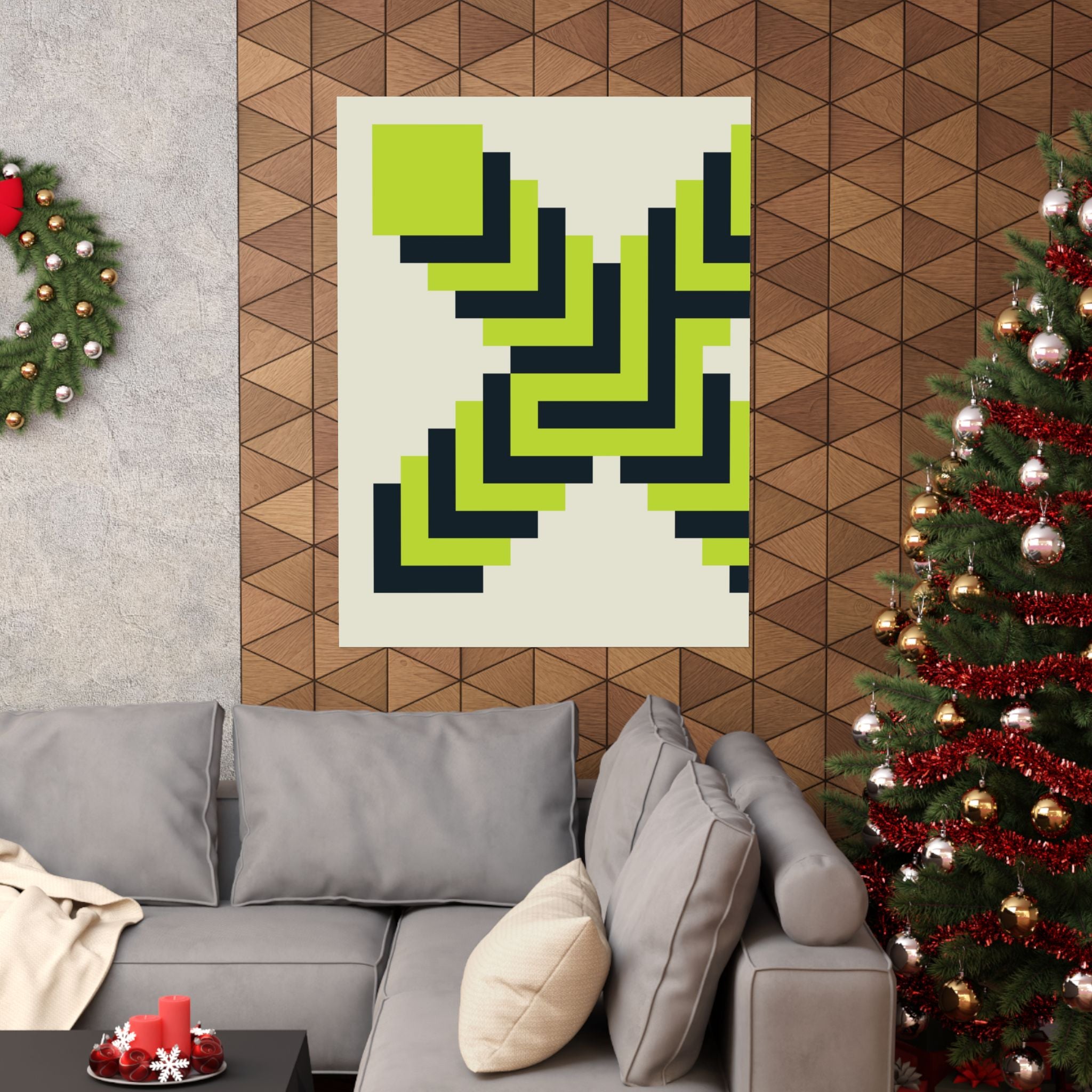 Geometric X Poster: Teal & Lime Art