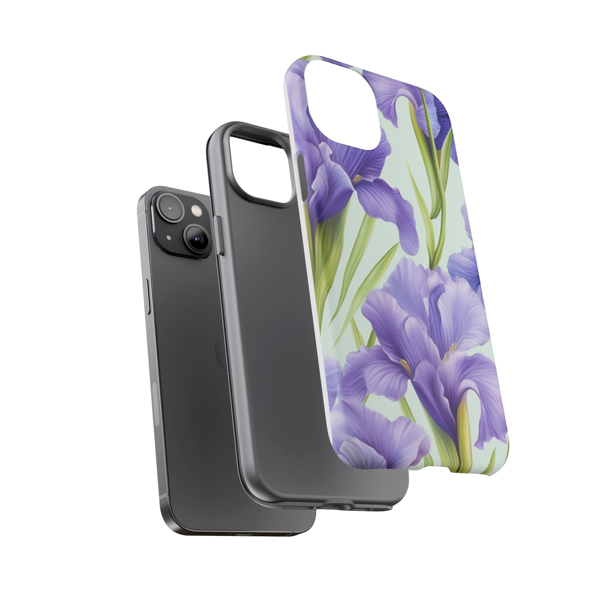 Purple Iris Floral iPhone Case - Hexagon Stone