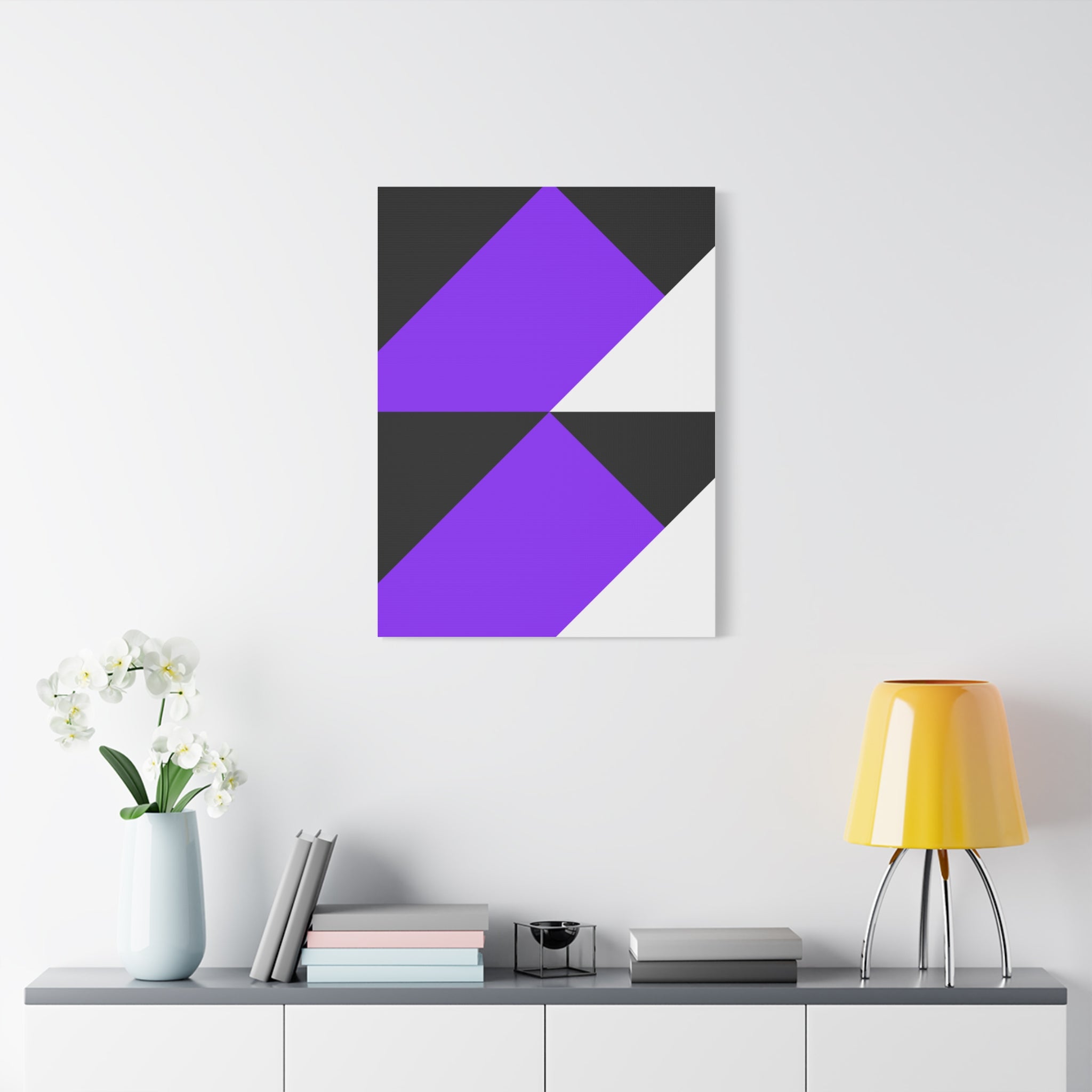 Geometric Purple Triangle Canvas Art