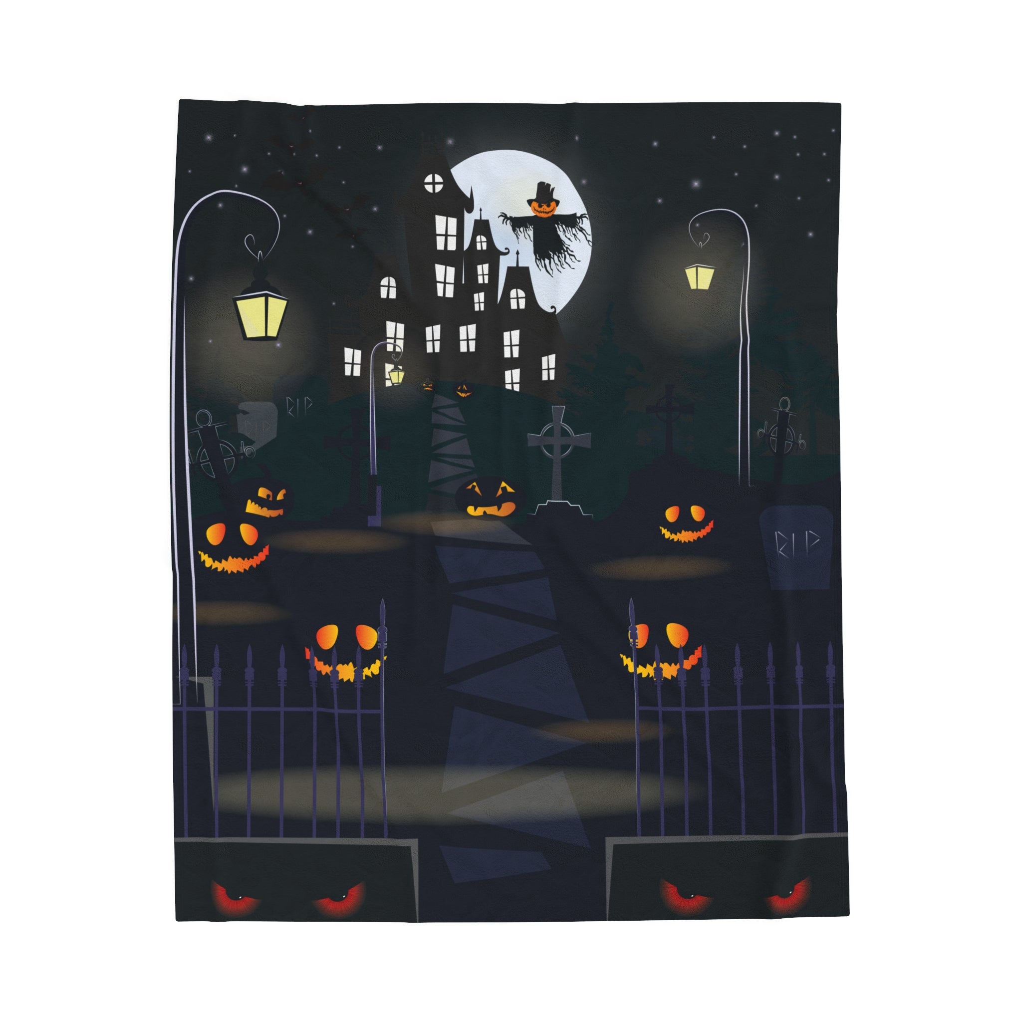 Gothic Halloween Mansion Velveteen Blanket