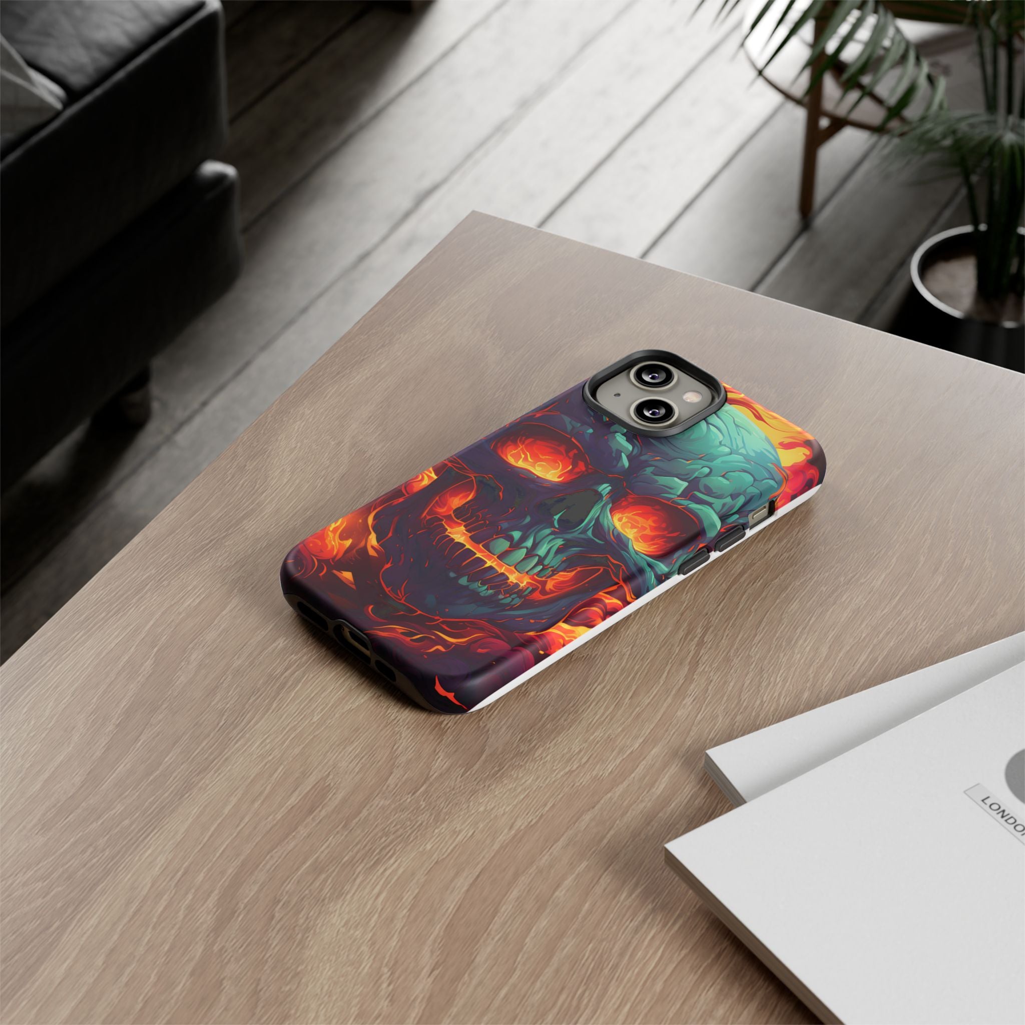 Fiery Skull Hexagon iPhone Case - Rugged