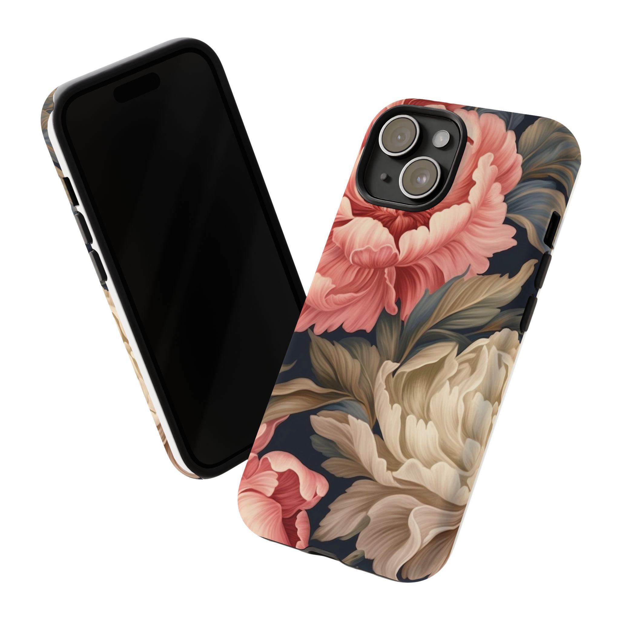 Blush Peony Floral iPhone Case - Hexagon Stone