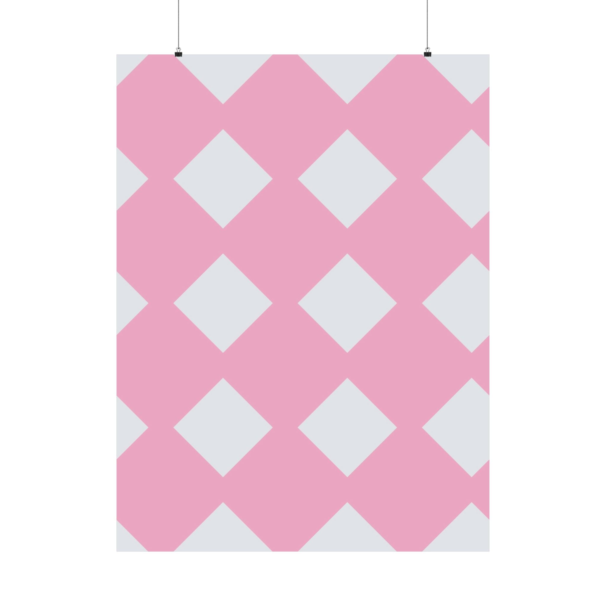 Pink & Grey Diamond Pattern Poster