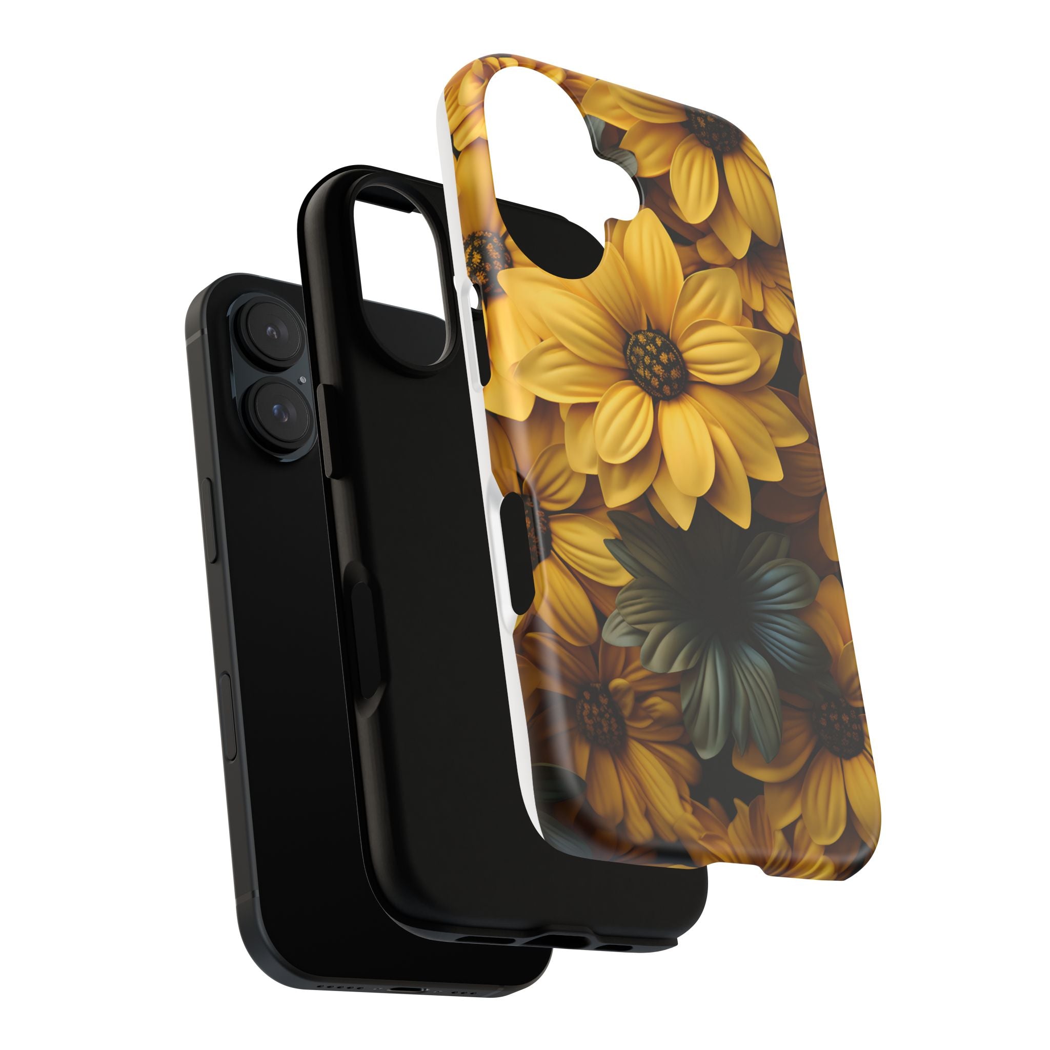 Golden Bloom Hexagon iPhone Case - Rugged Texture