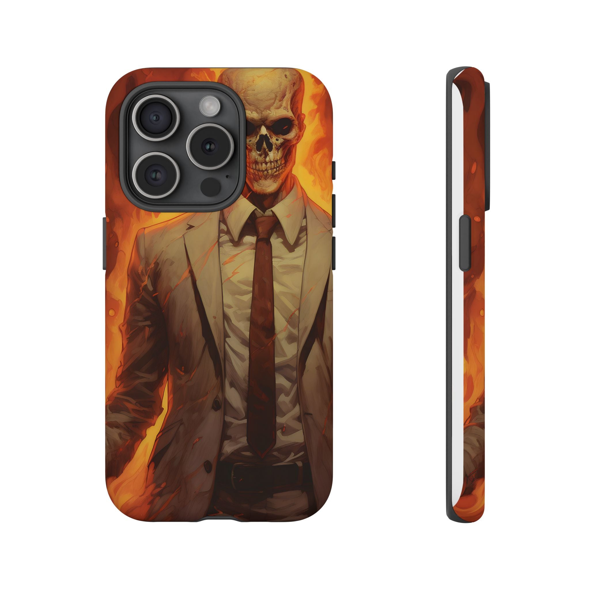 Fiery Skull Man Hexagon Stone iPhone Case