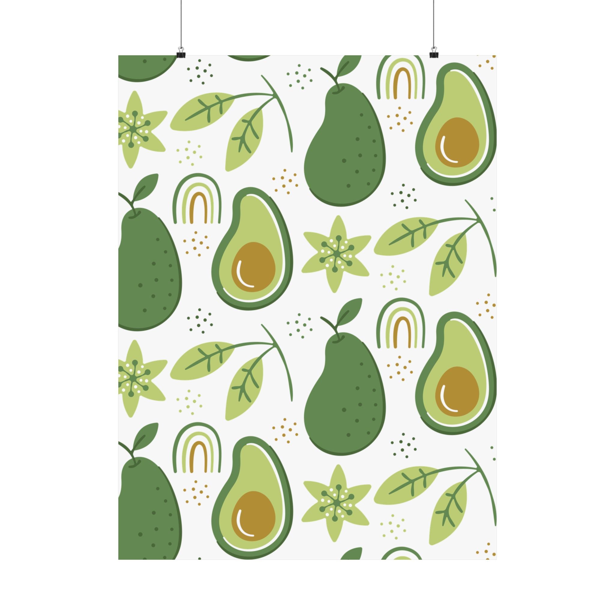 Avocado Floral Pattern Vertical Poster