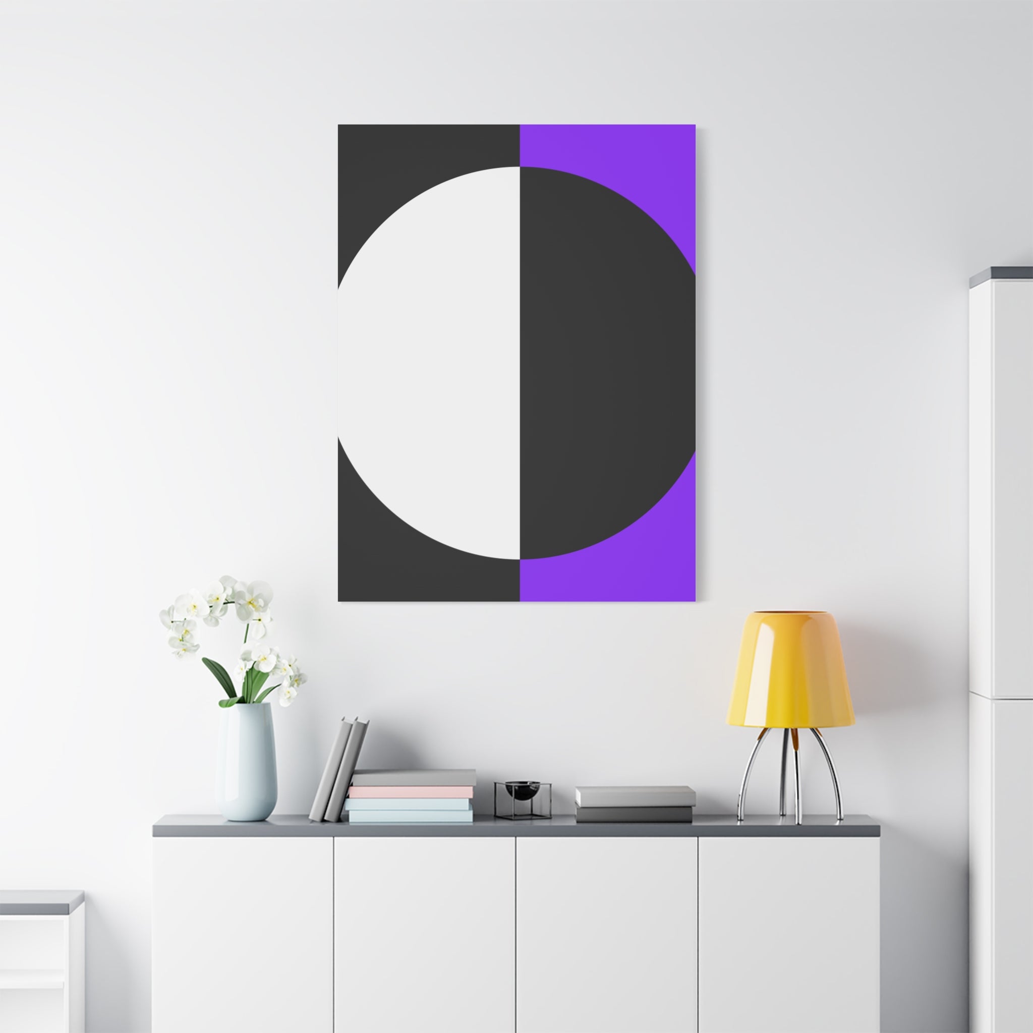 Abstract Purple & Black Circle Canvas Art