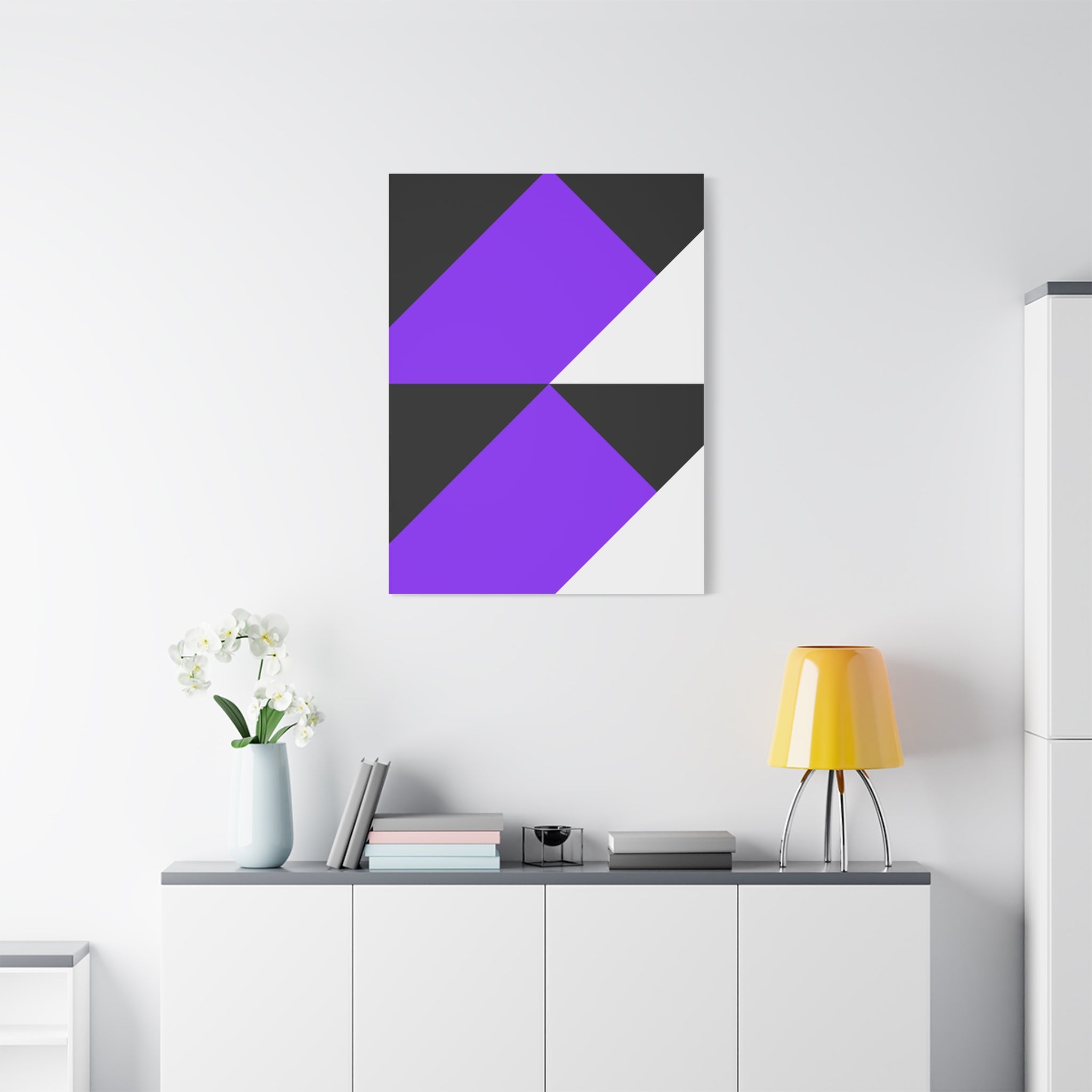 Geometric Purple Triangle Canvas Art