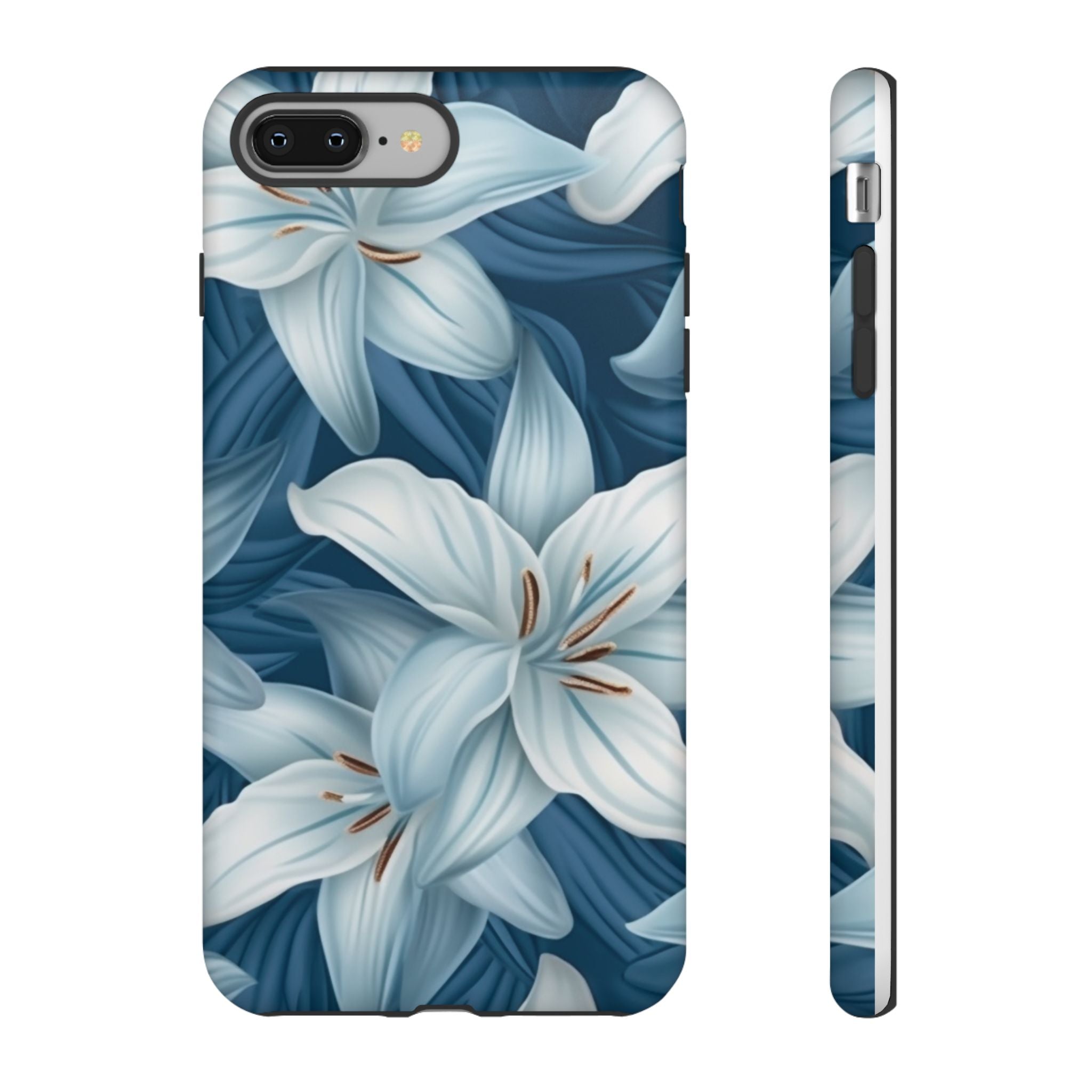 Pastel Blue Lily iPhone Case - Hexagon Stone