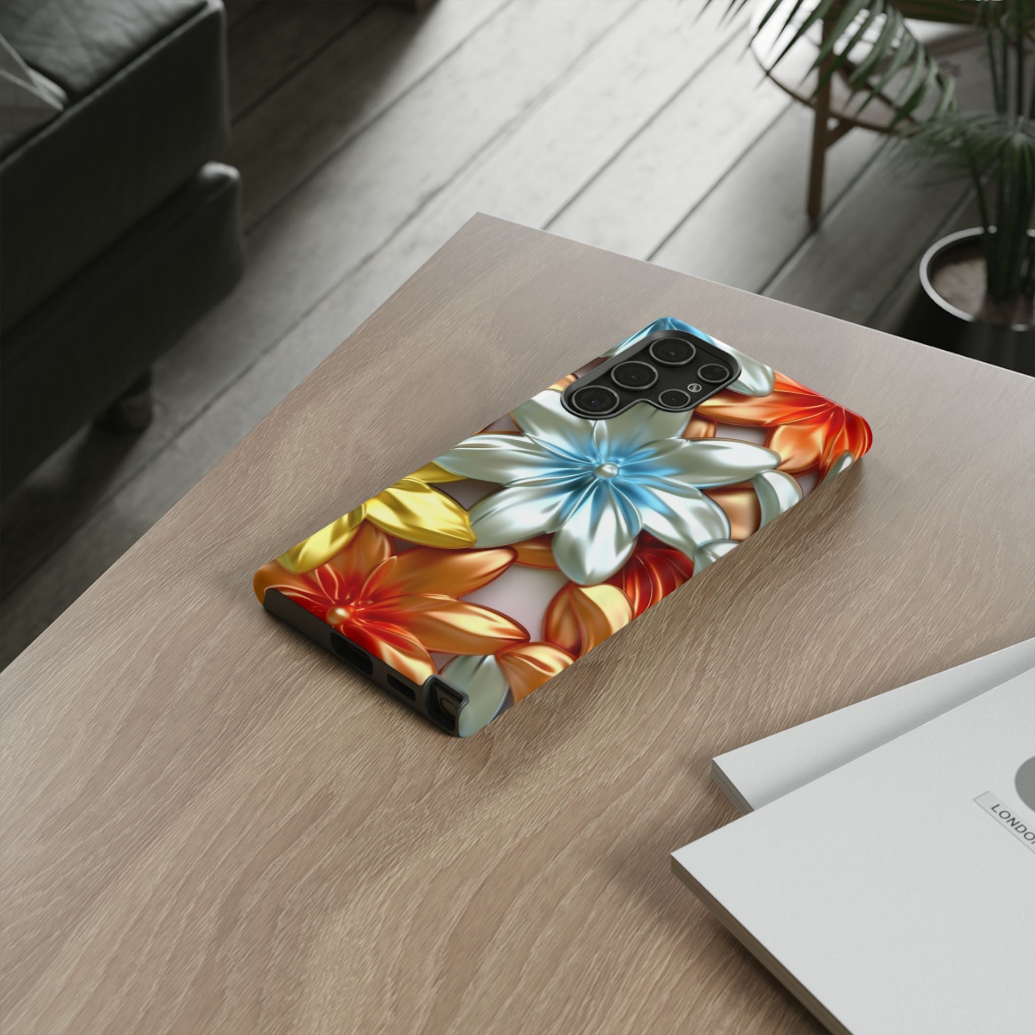 Metallic Flower Samsung Case - Stylish & Modern