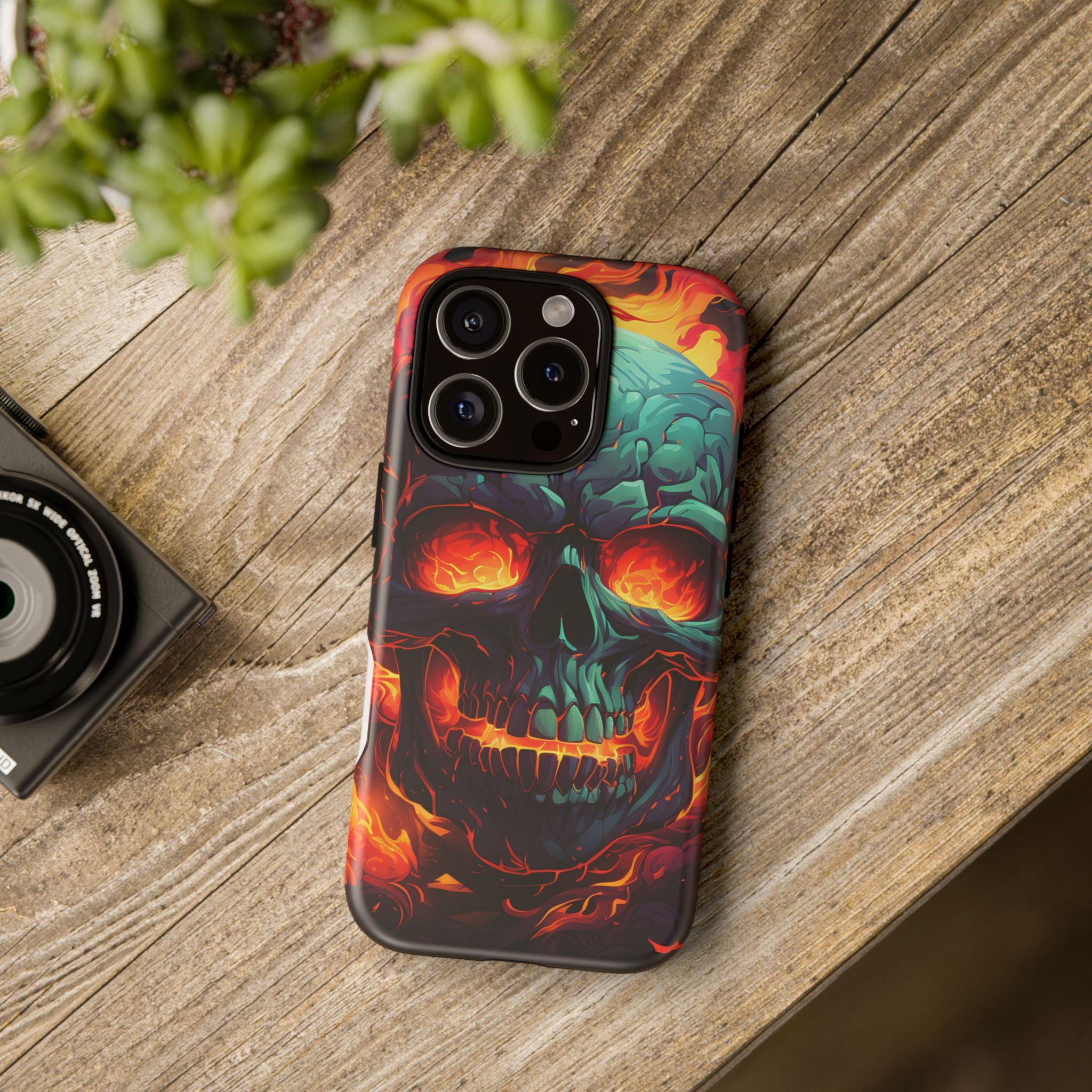 Fiery Skull Hexagon iPhone Case - Rugged