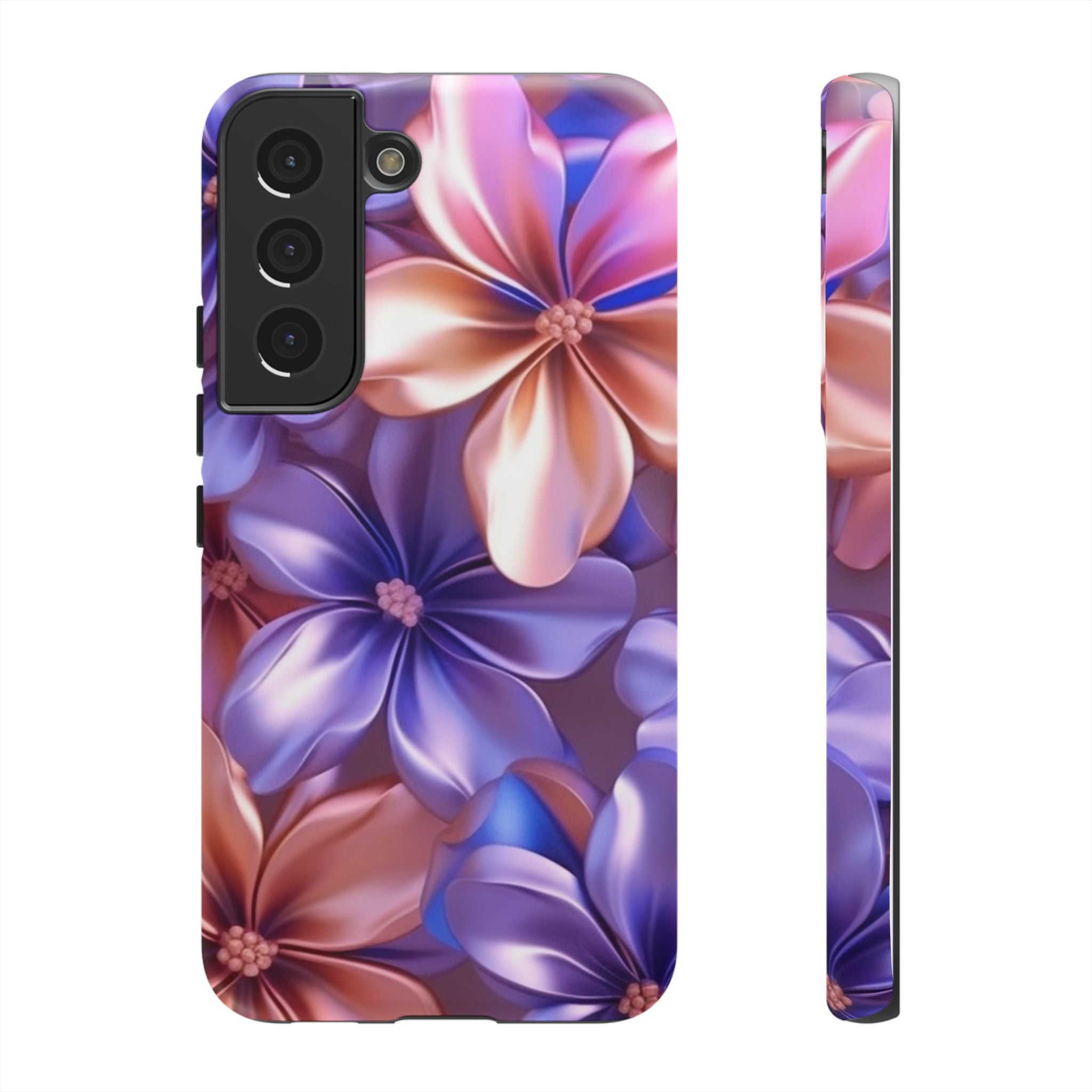 Metallic Flower Samsung Case - Rose Gold & Lavender