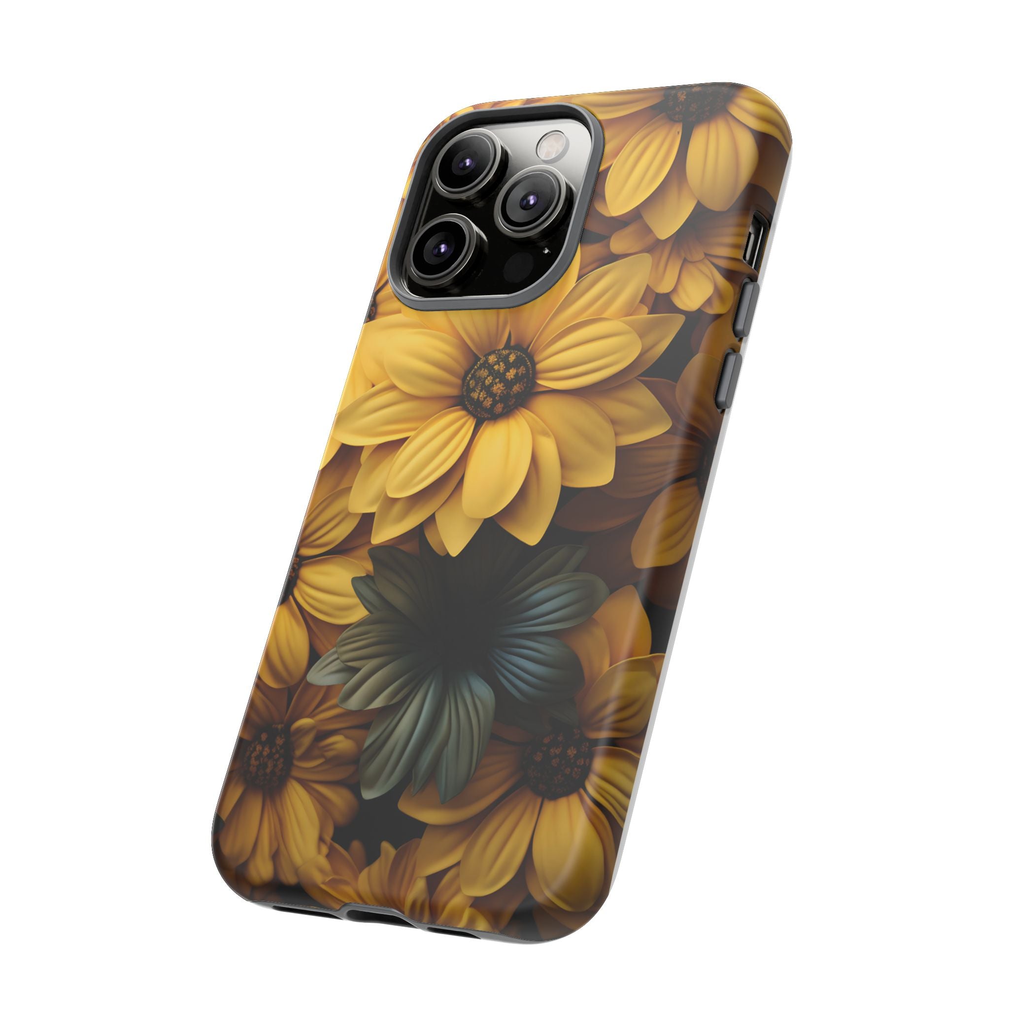 Golden Bloom Hexagon iPhone Case - Rugged Texture