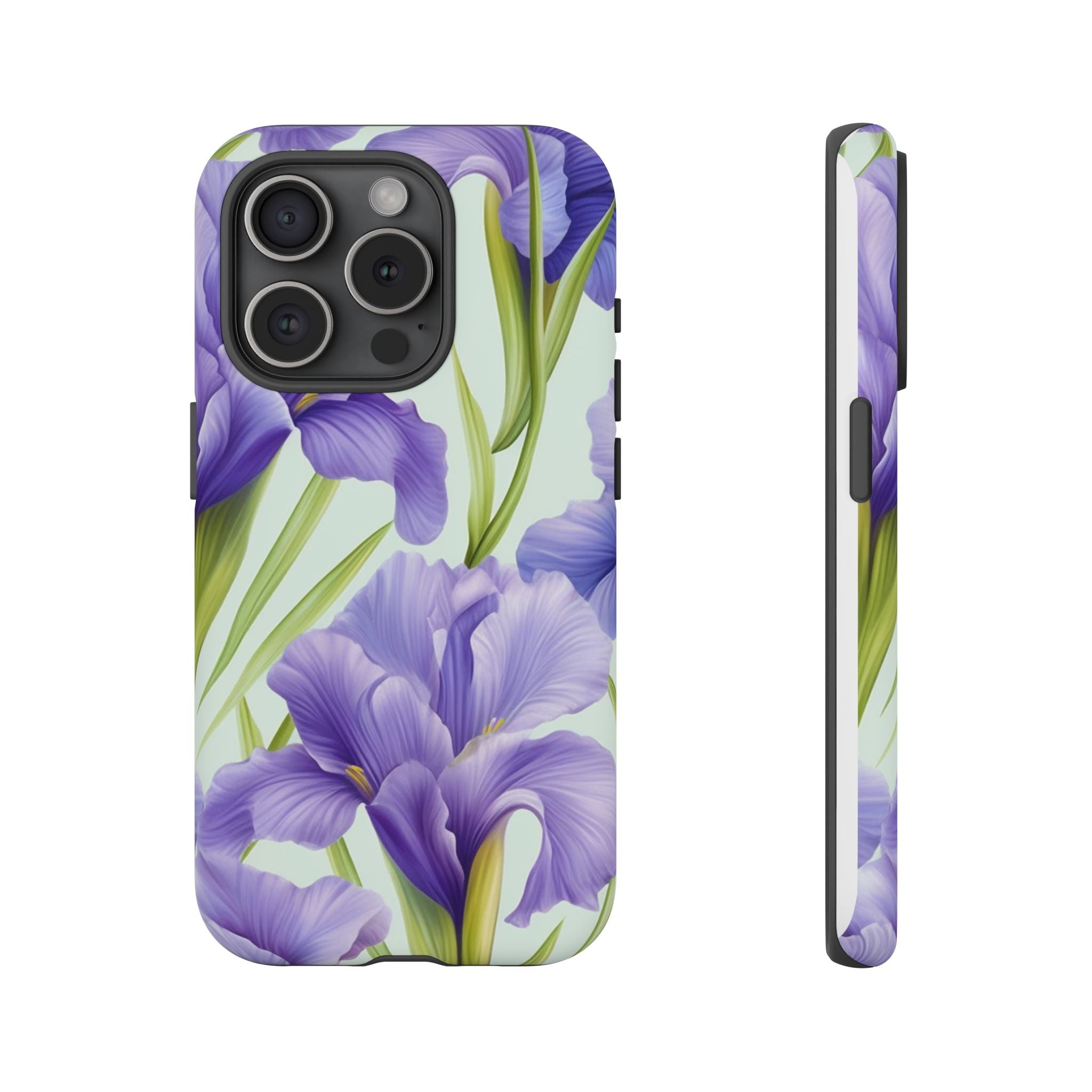 Purple Iris Floral iPhone Case - Hexagon Stone