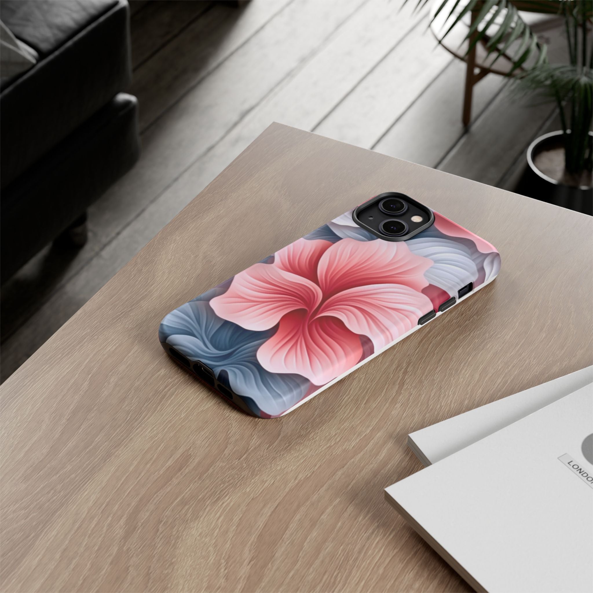 Abstract Floral Pink iPhone Case - Hexagon Stone