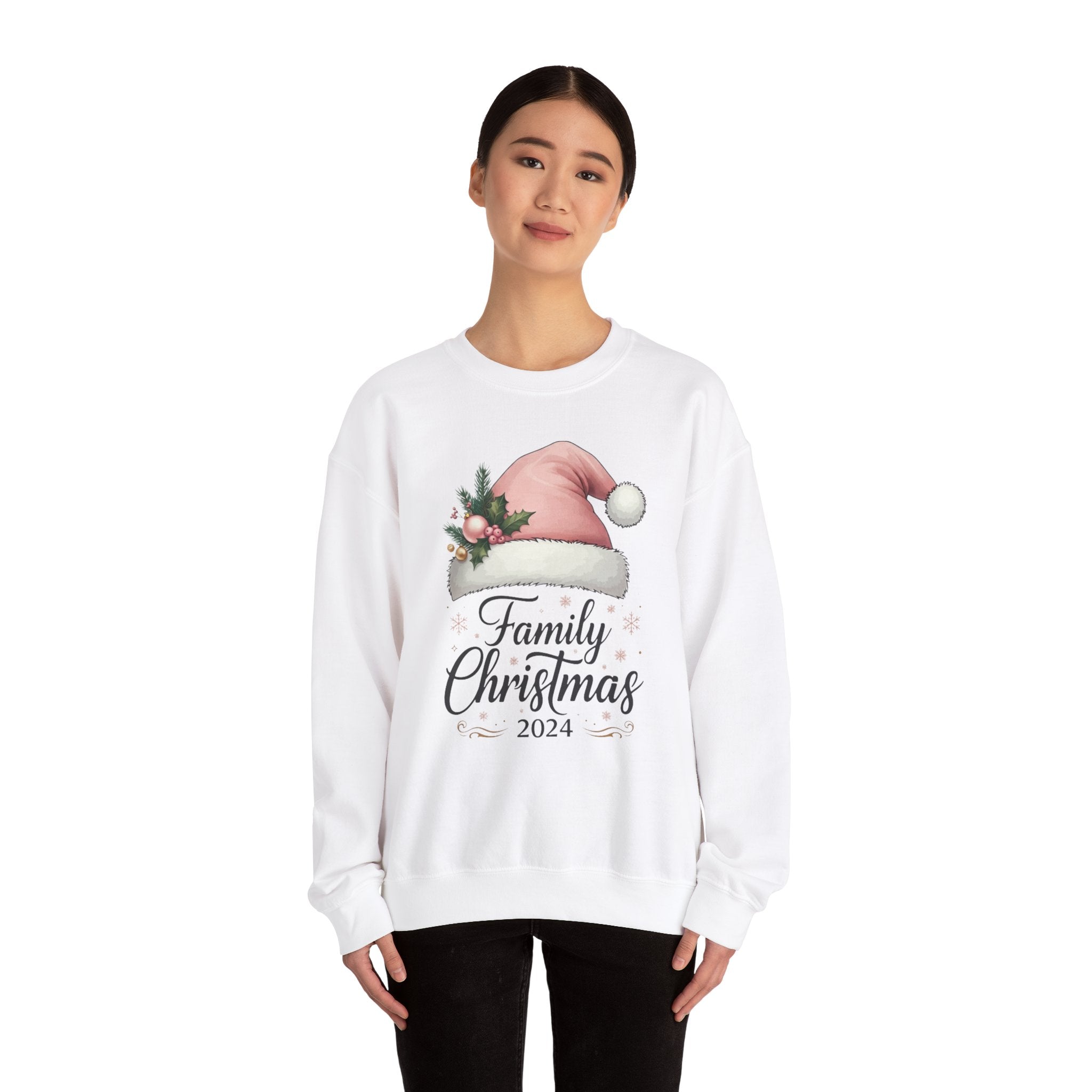 Pink Santa Hat Family Christmas 2024 Sweatshirt