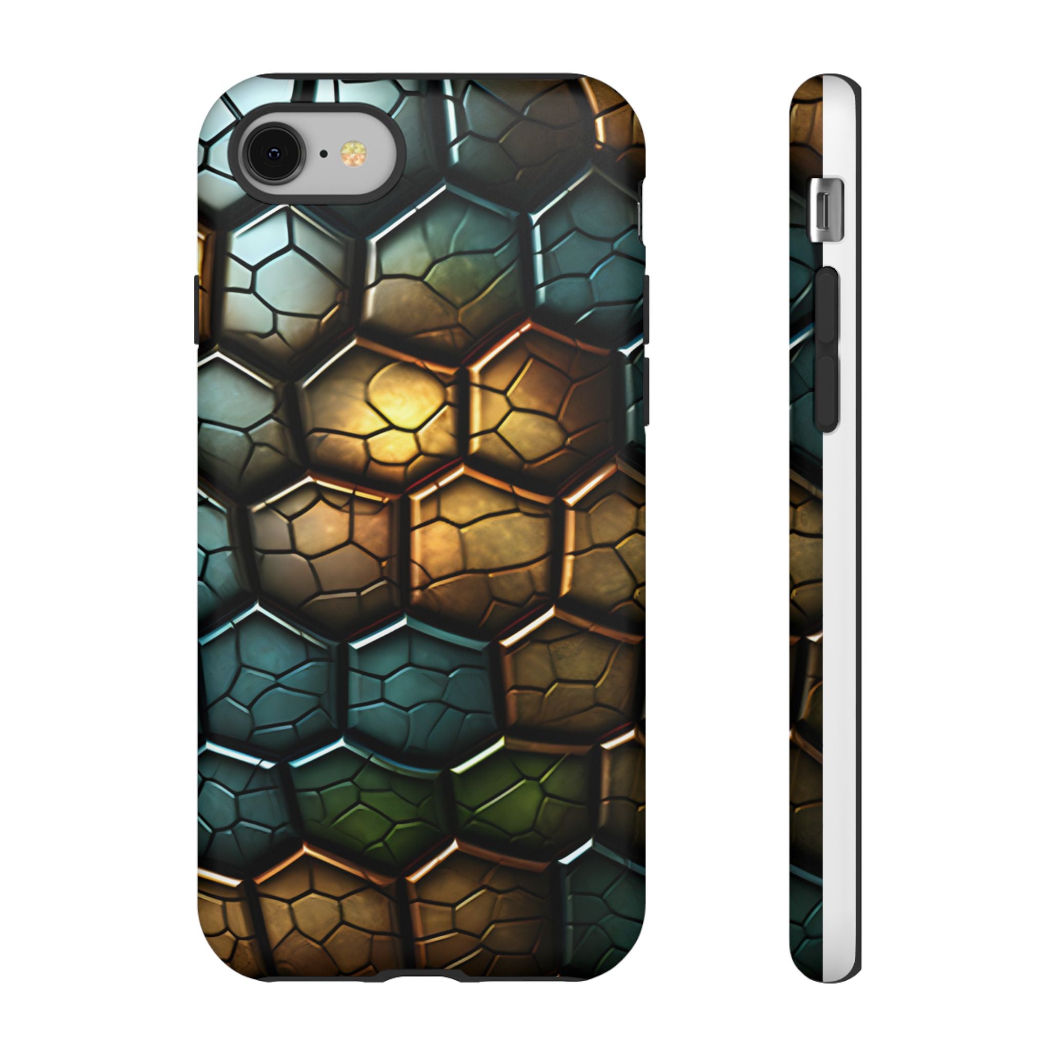 HexaScale iPhone Case: Teal & Bronze