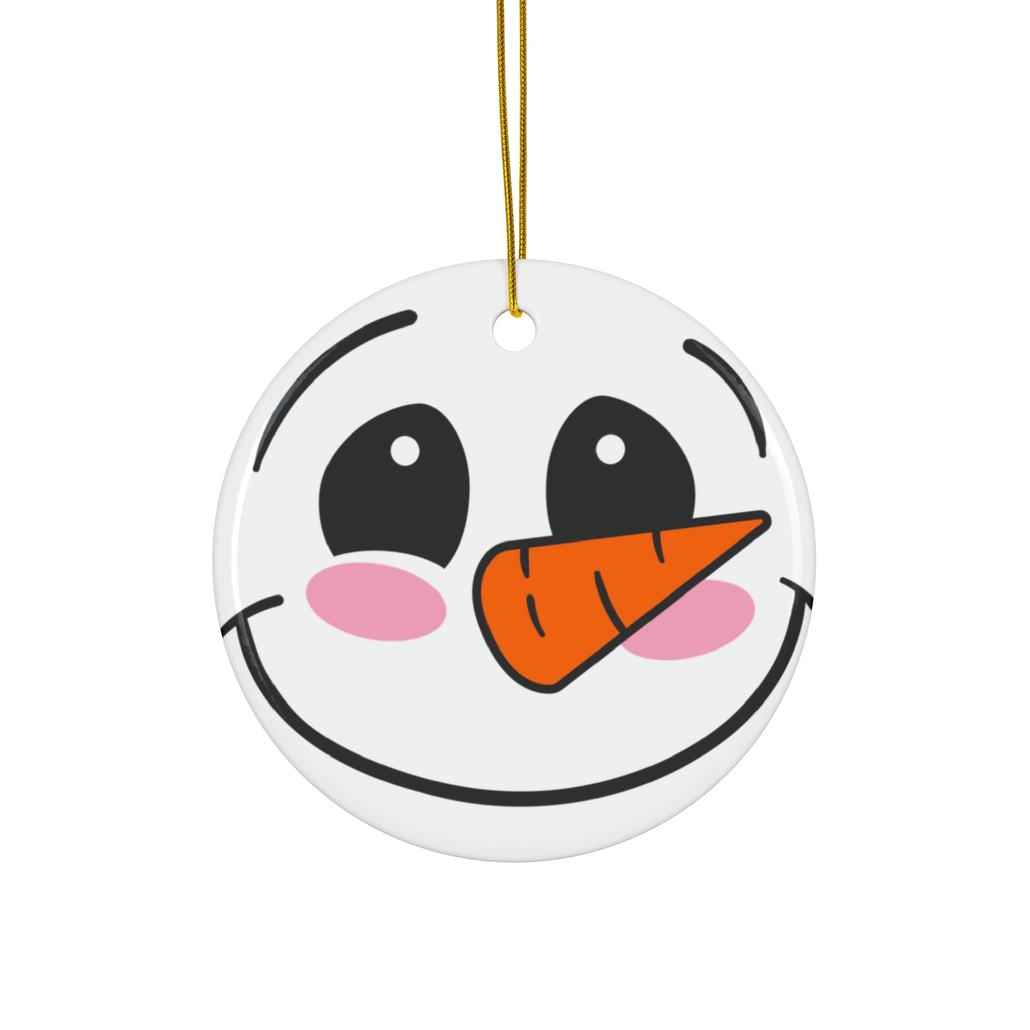 Smiling Snowman Ceramic Ornament