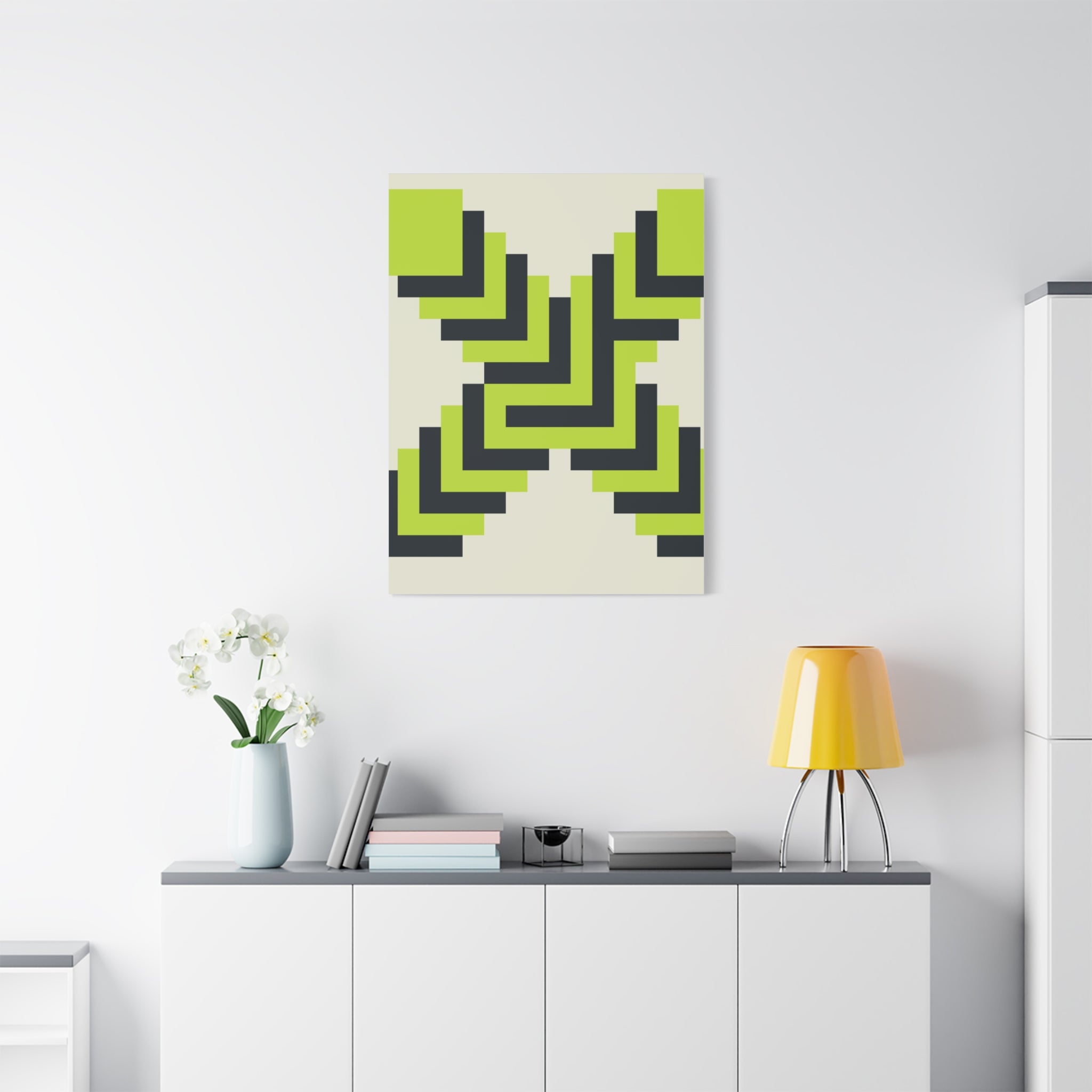 Geometric X Canvas Art - Teal & Lime