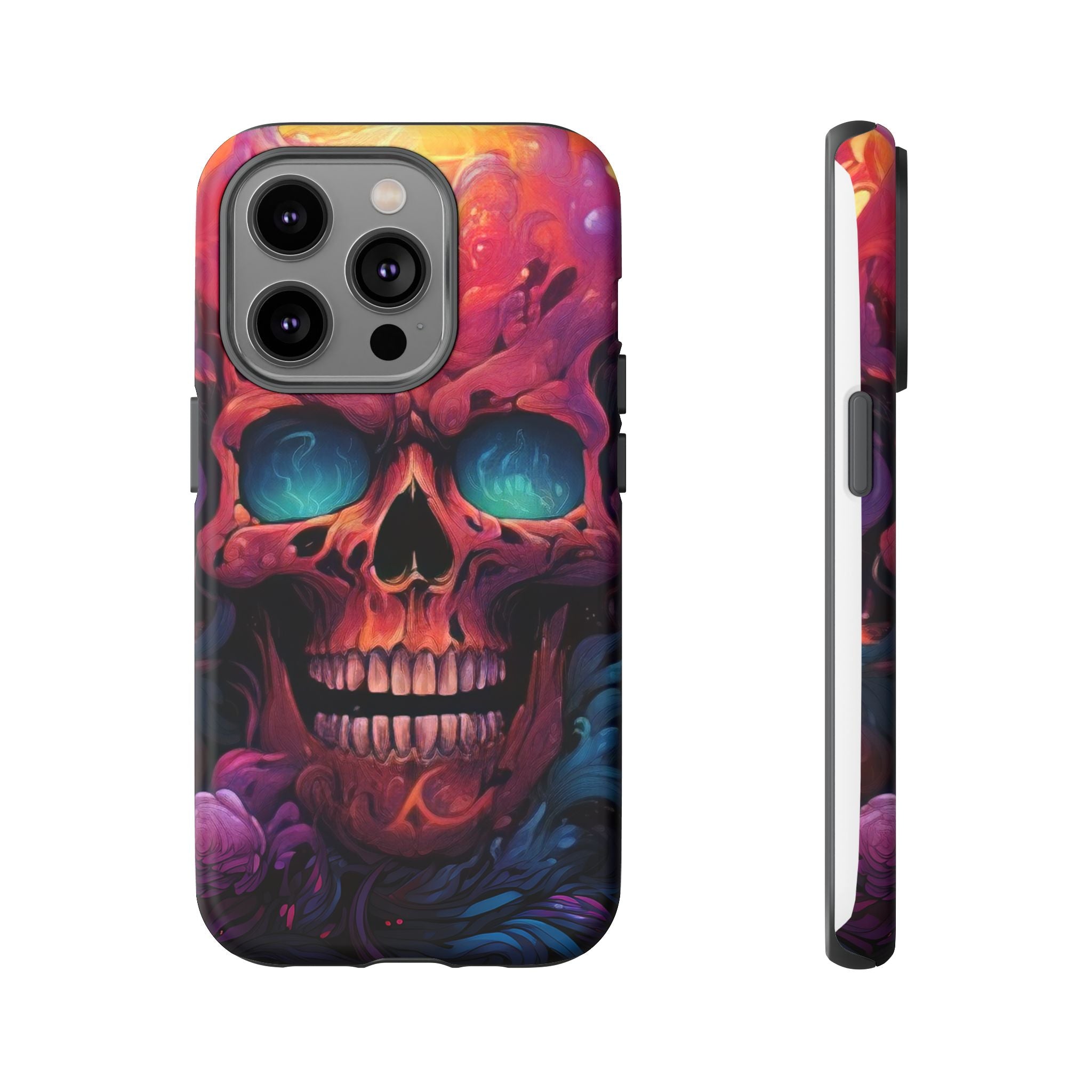 Fiery Skull Hexagon iPhone Case - Rugged Texture