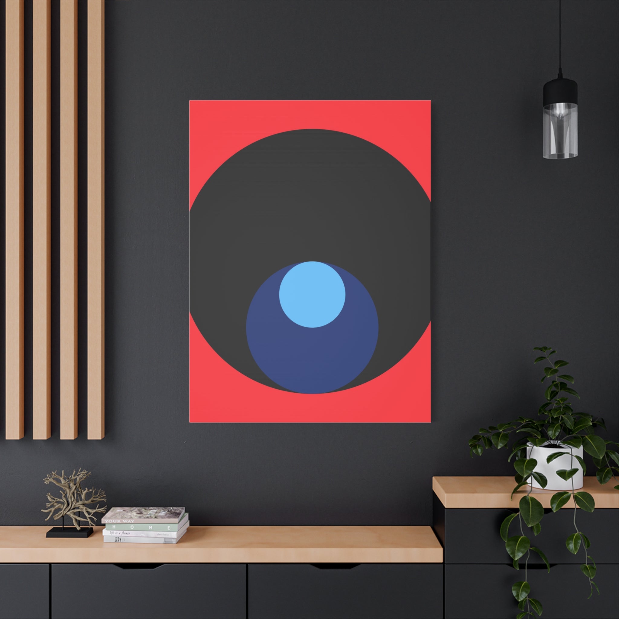 Abstract Concentric Circles Red Canvas Art