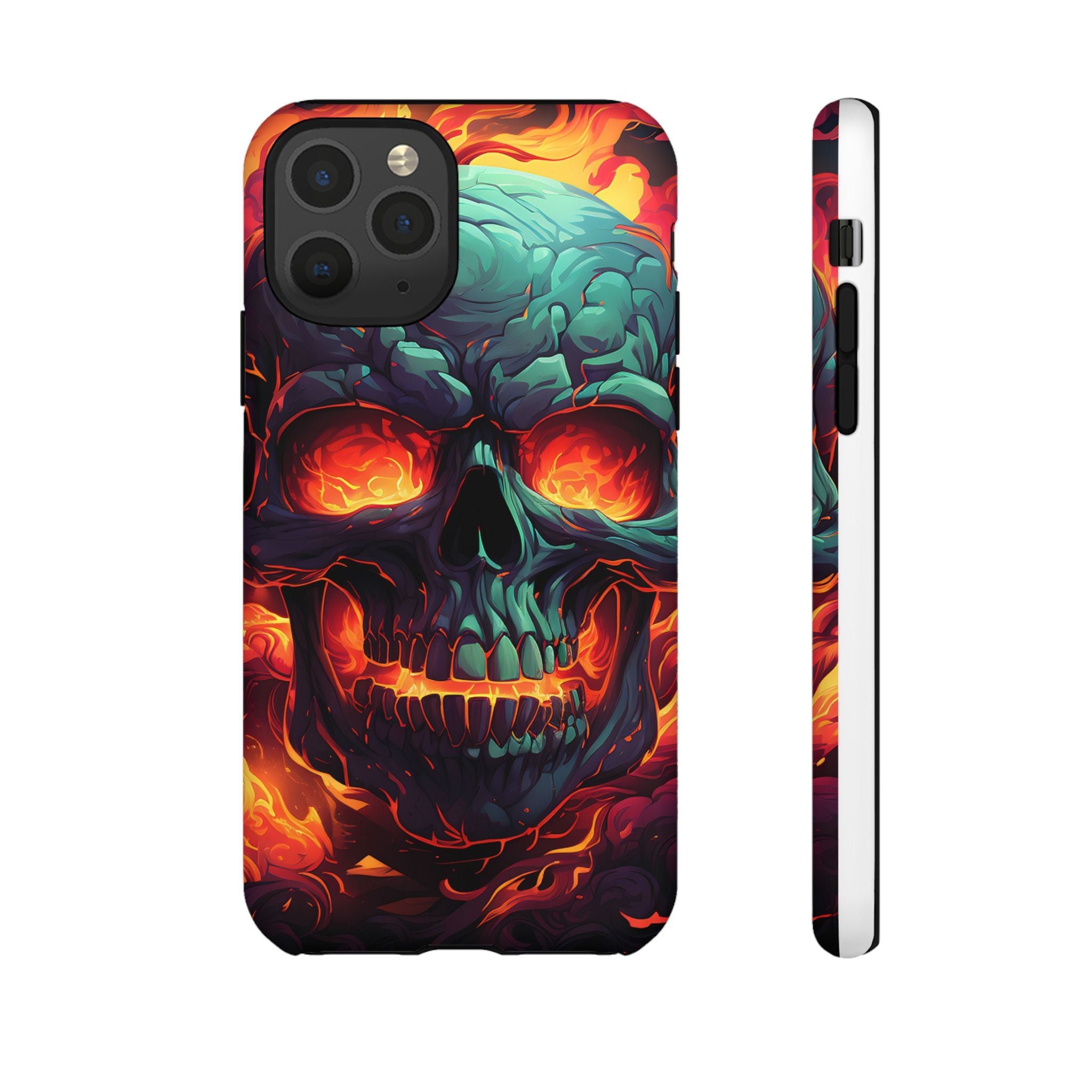 Fiery Skull Hexagon iPhone Case - Rugged