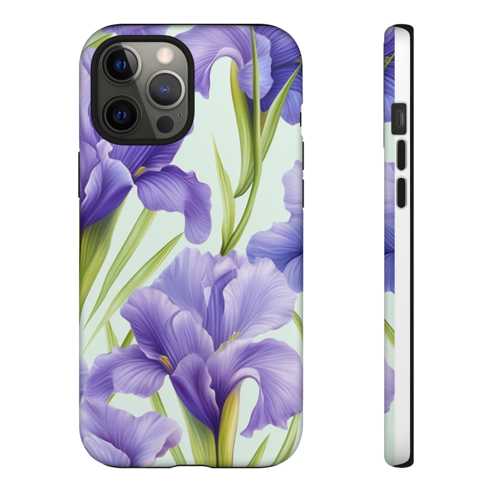 Purple Iris Floral iPhone Case - Hexagon Stone