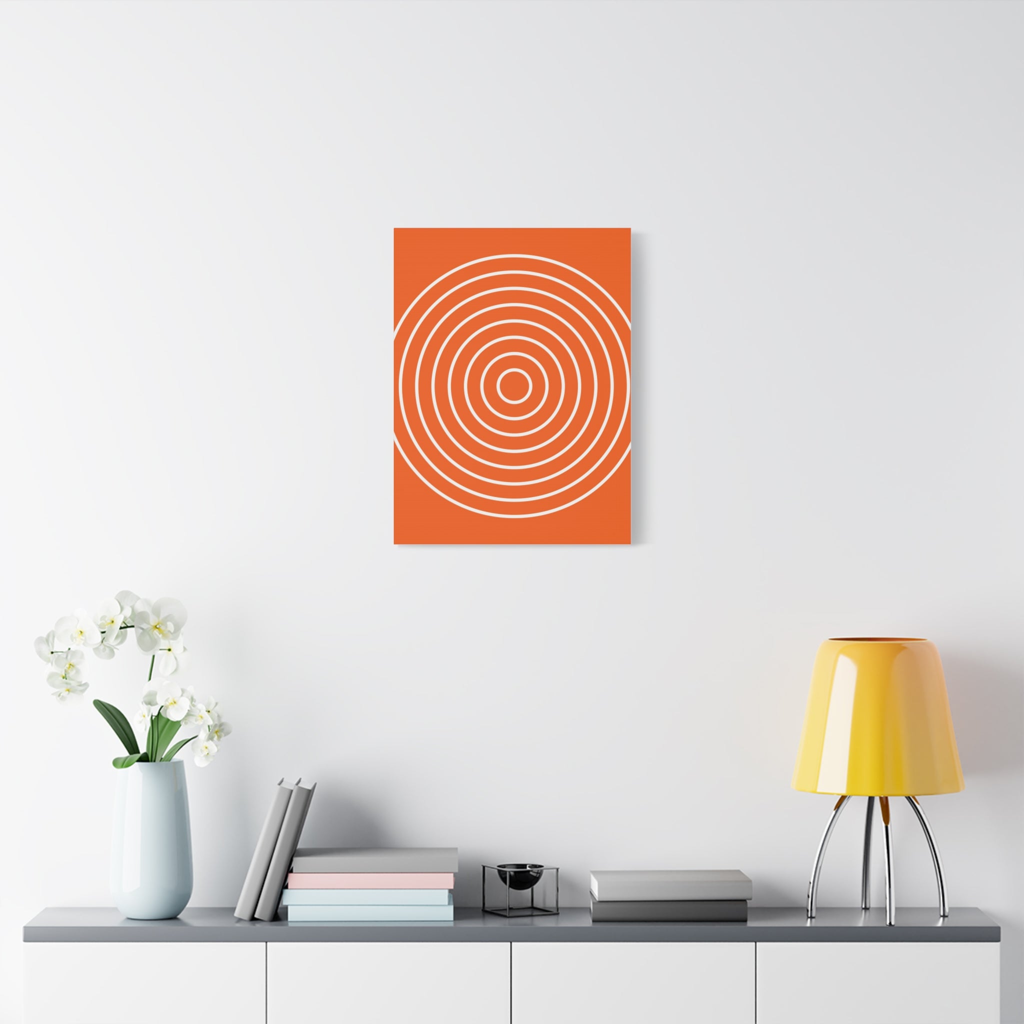 Orange Abstract Circles Matte Canvas Art