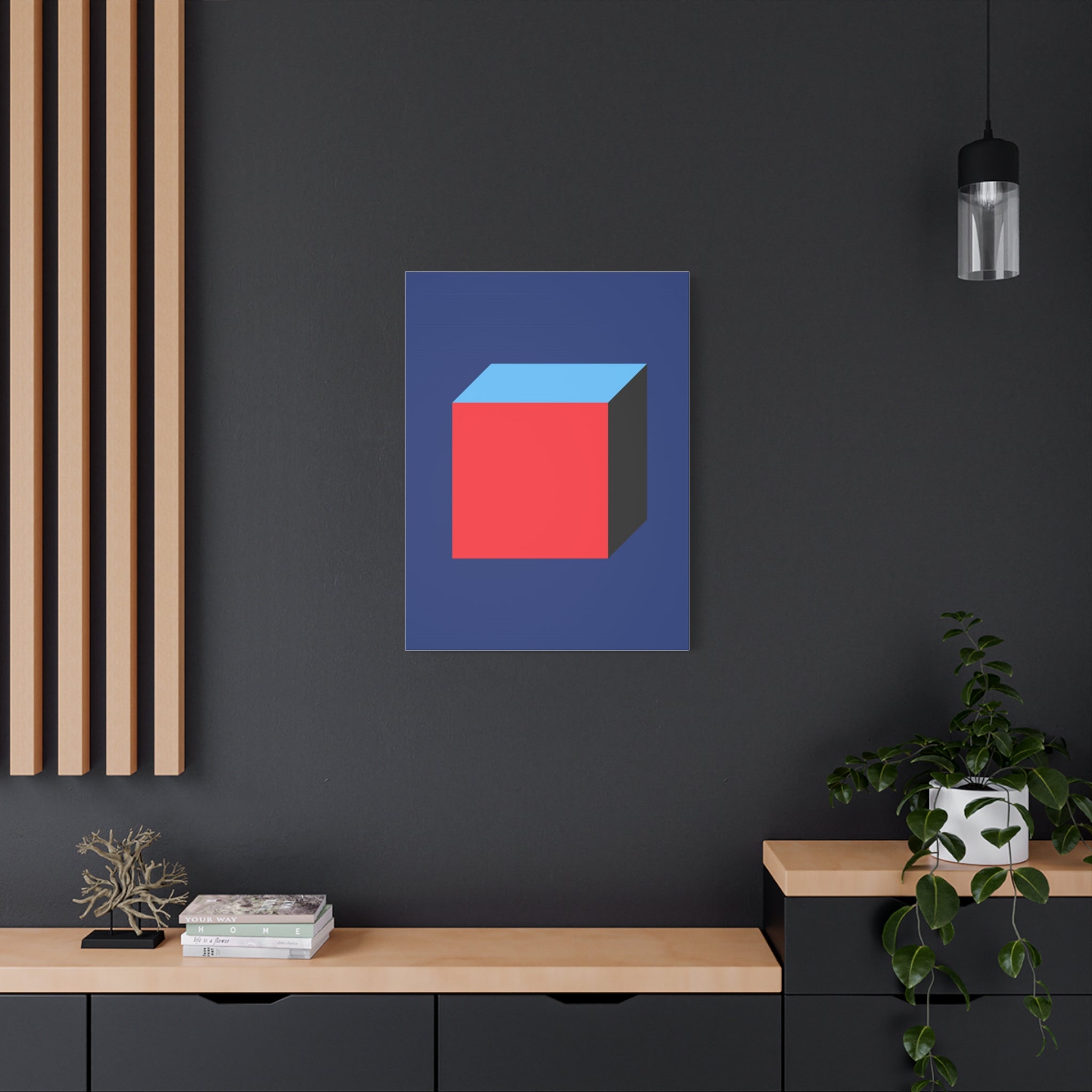 Abstract Red & Blue Cube Canvas Art