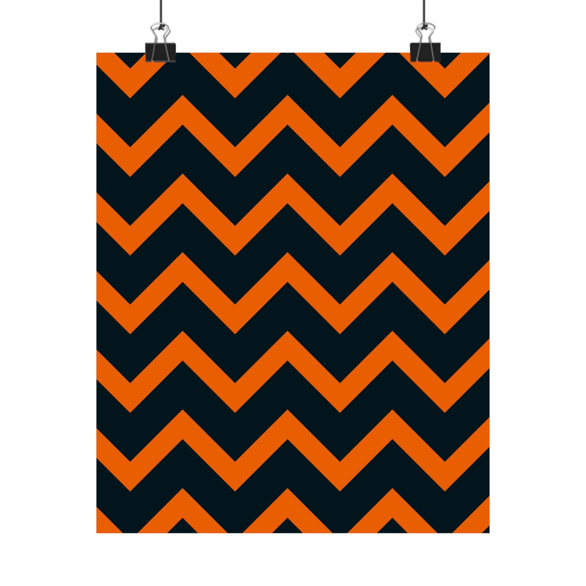 Orange & Blue Chevron Stripe Poster