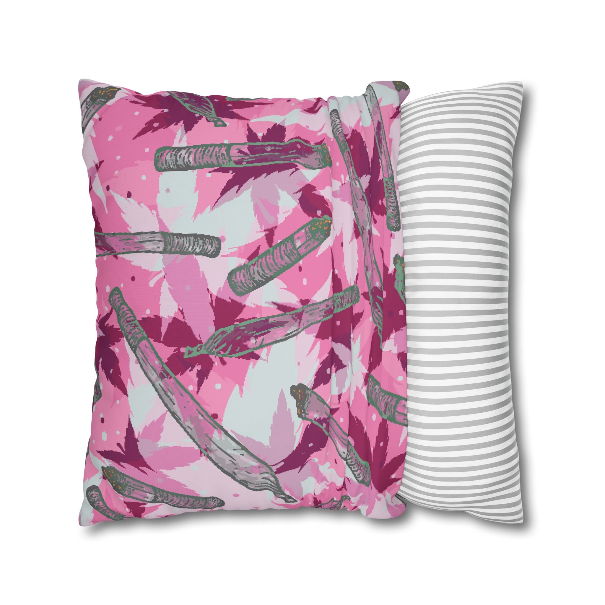 Pink Cannabis Leaf & Joint Pillowcase