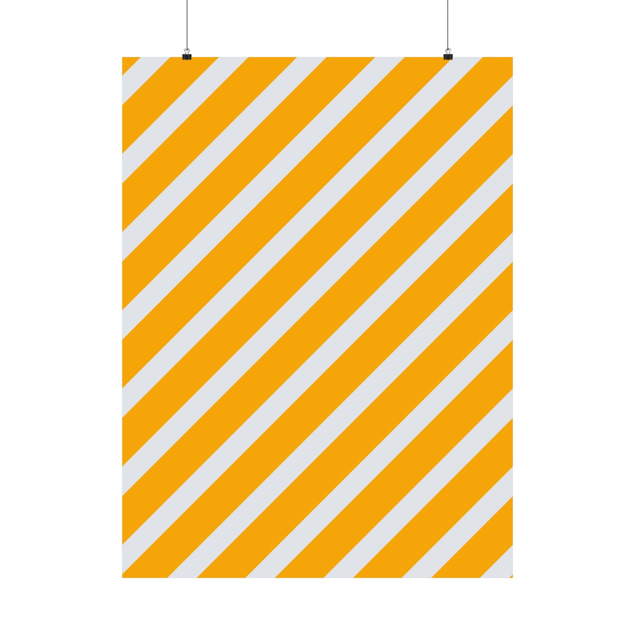 Orange & Gray Diagonal Stripe Poster