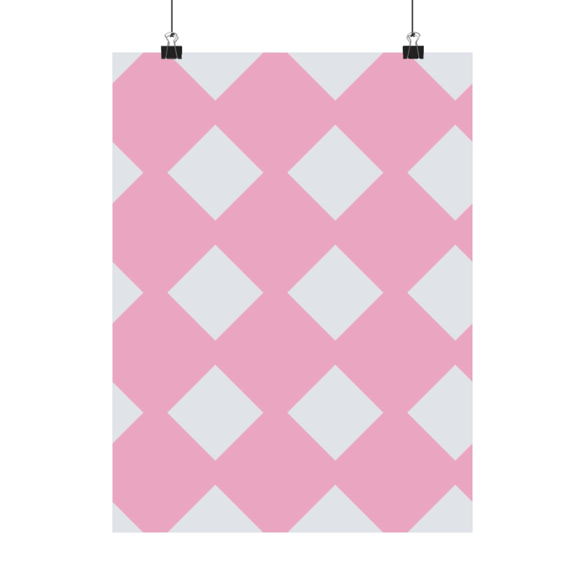 Pink & Grey Diamond Pattern Poster