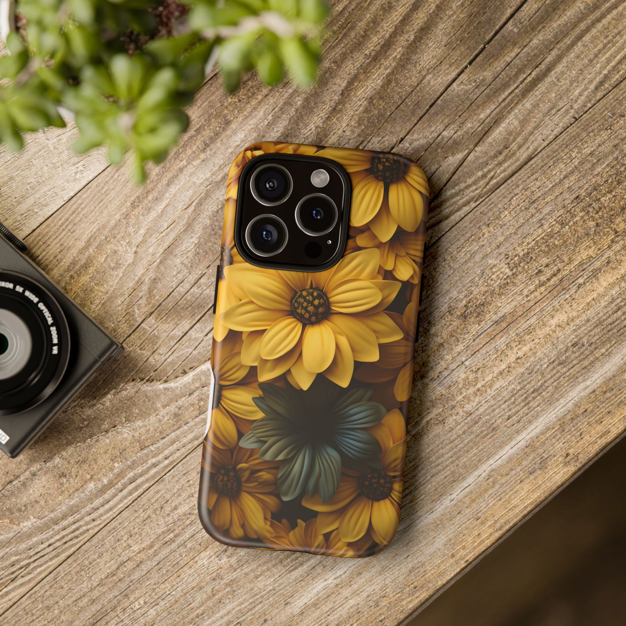 Golden Bloom Hexagon iPhone Case - Rugged Texture