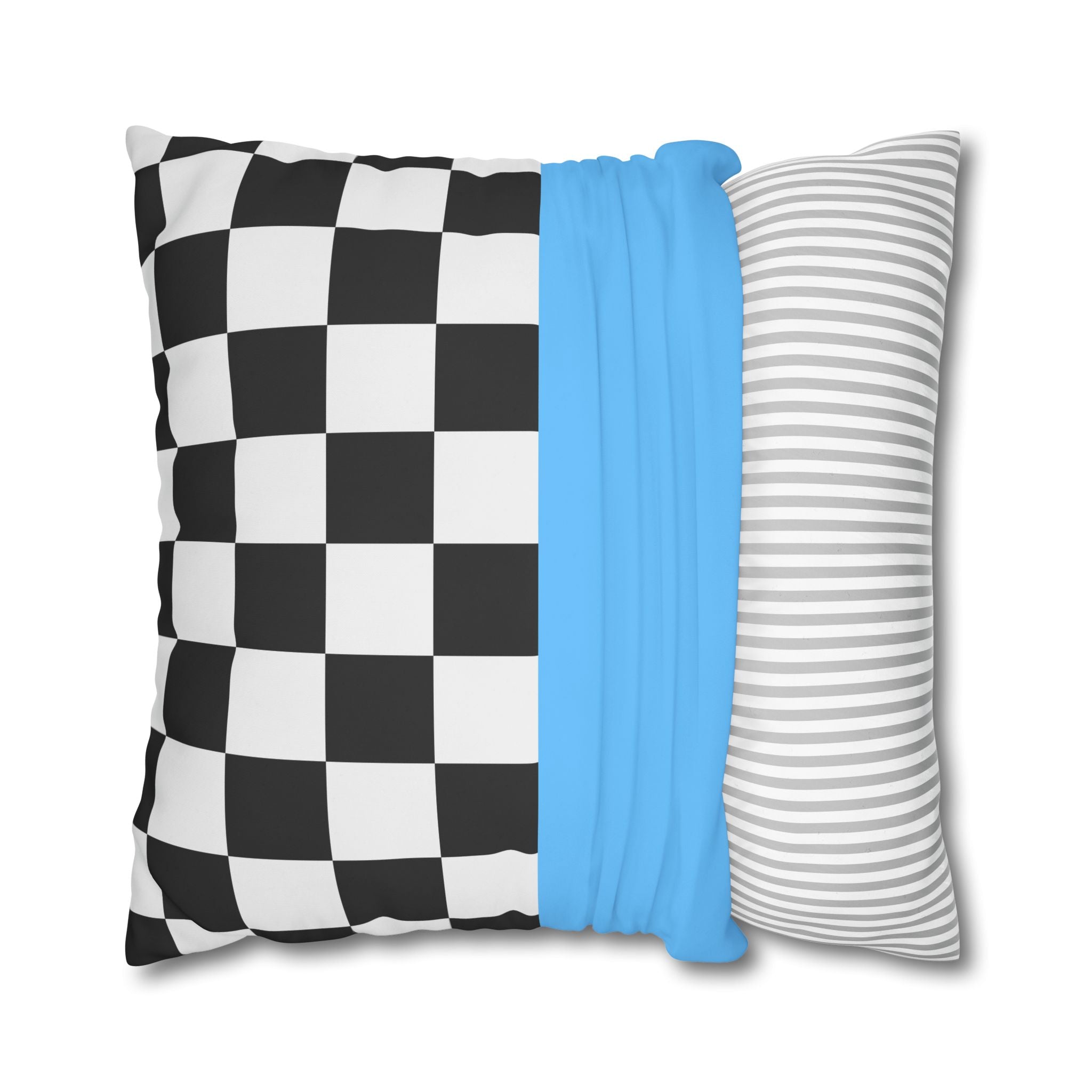 Checkered & Blue Pillowcase - Modern Design