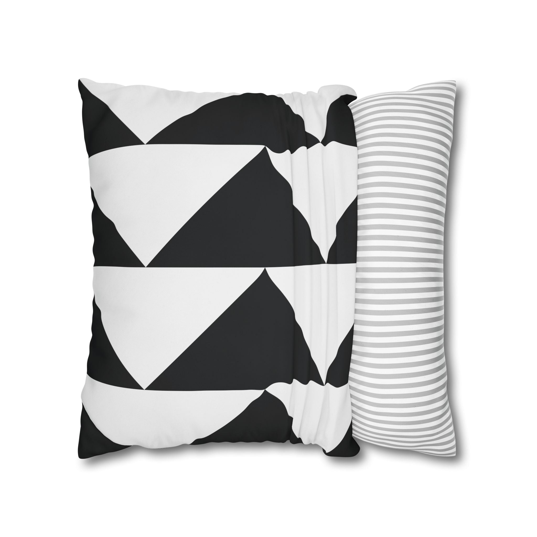 Geometric Triangle Pillowcase - Black & White