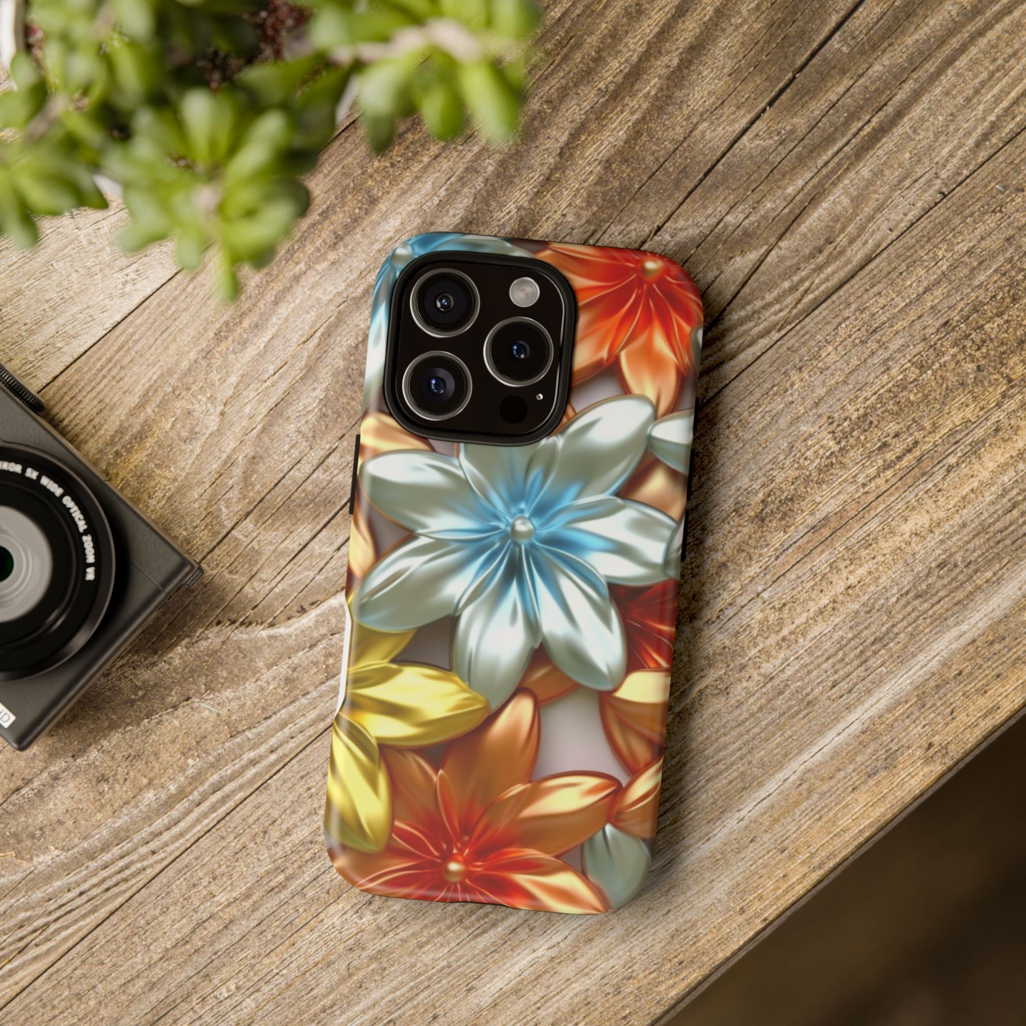 Metallic Flower Hexagon iPhone Case - Rugged