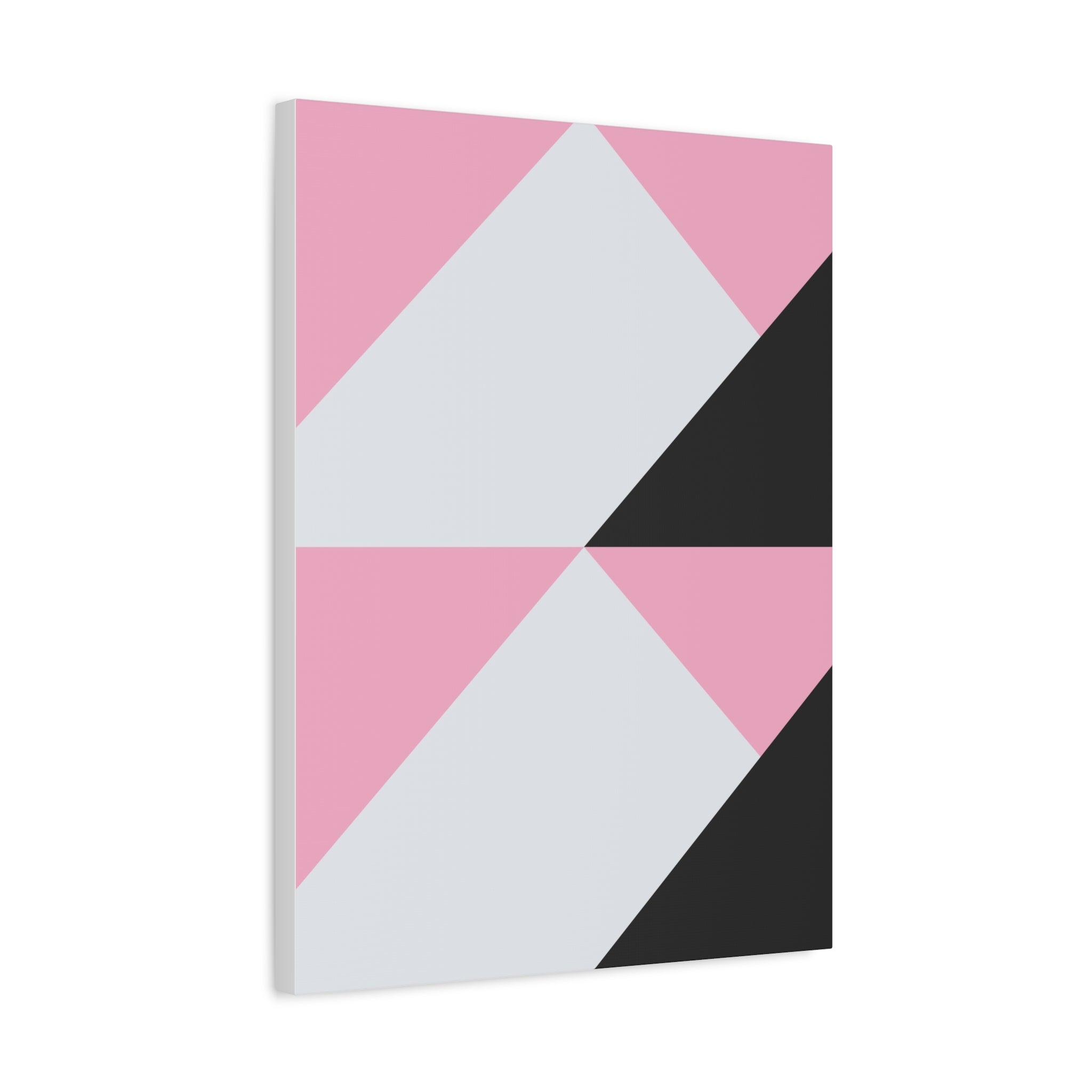 Geometric Pink & Gray Abstract Canvas Art