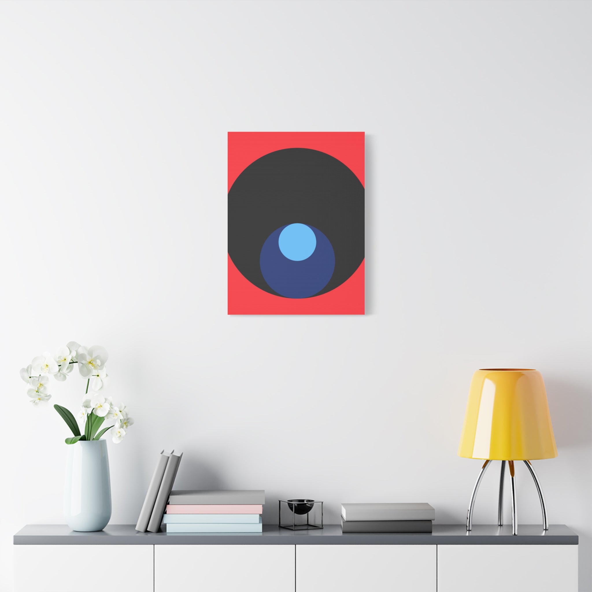 Abstract Concentric Circles Red Canvas Art