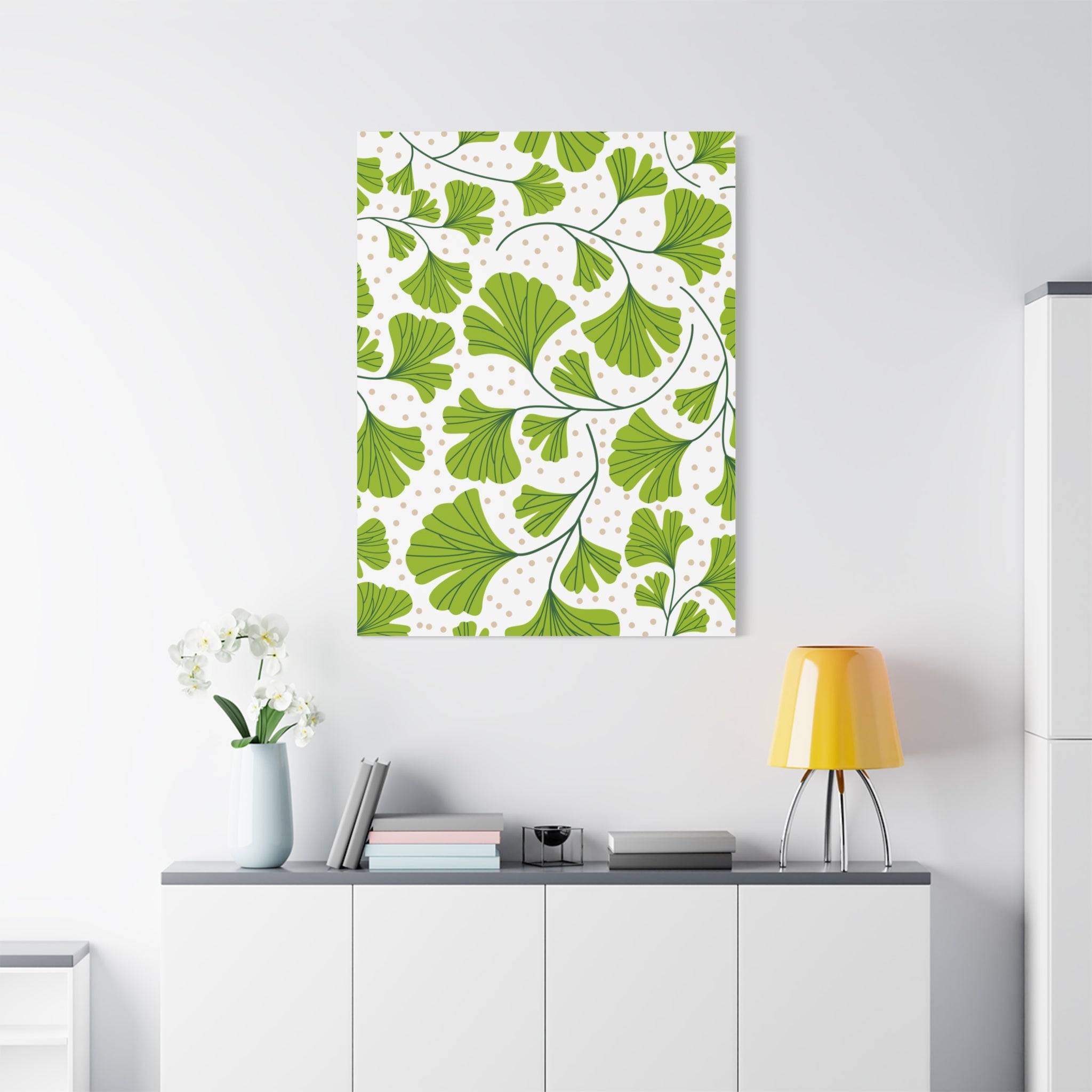 Ginkgo Biloba Leaves Art Deco Canvas