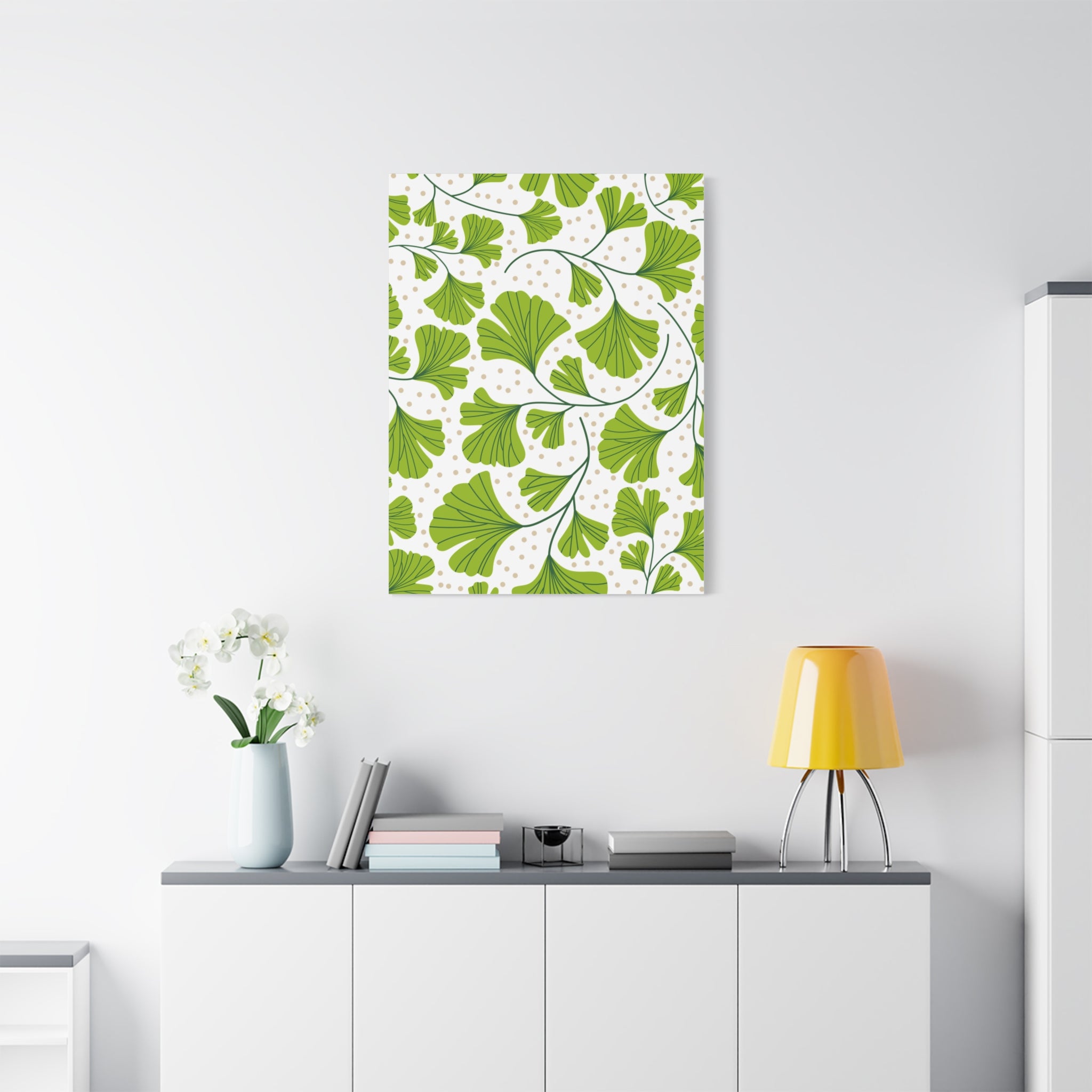 Ginkgo Biloba Leaves Art Deco Canvas