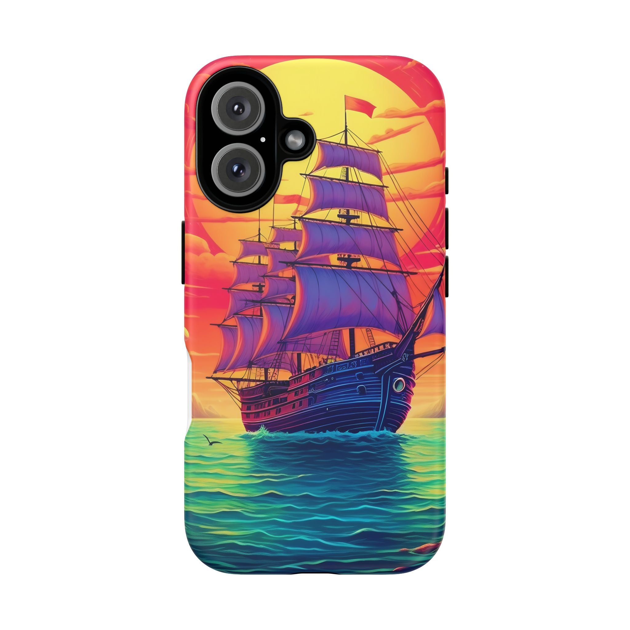 Sunset Galleon Hexagon Stone iPhone Case