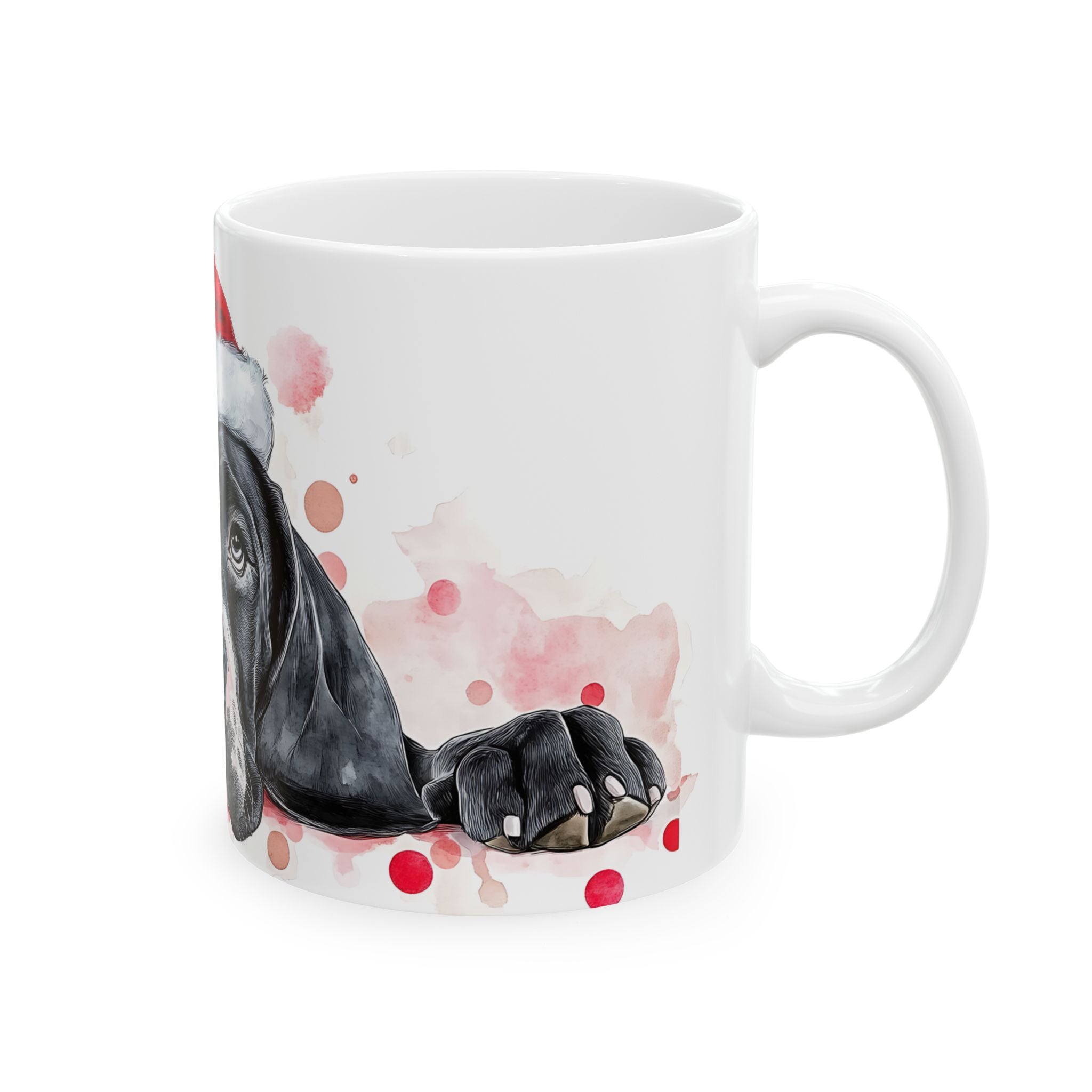 Melancholy Pointer in Santa Hat Mug