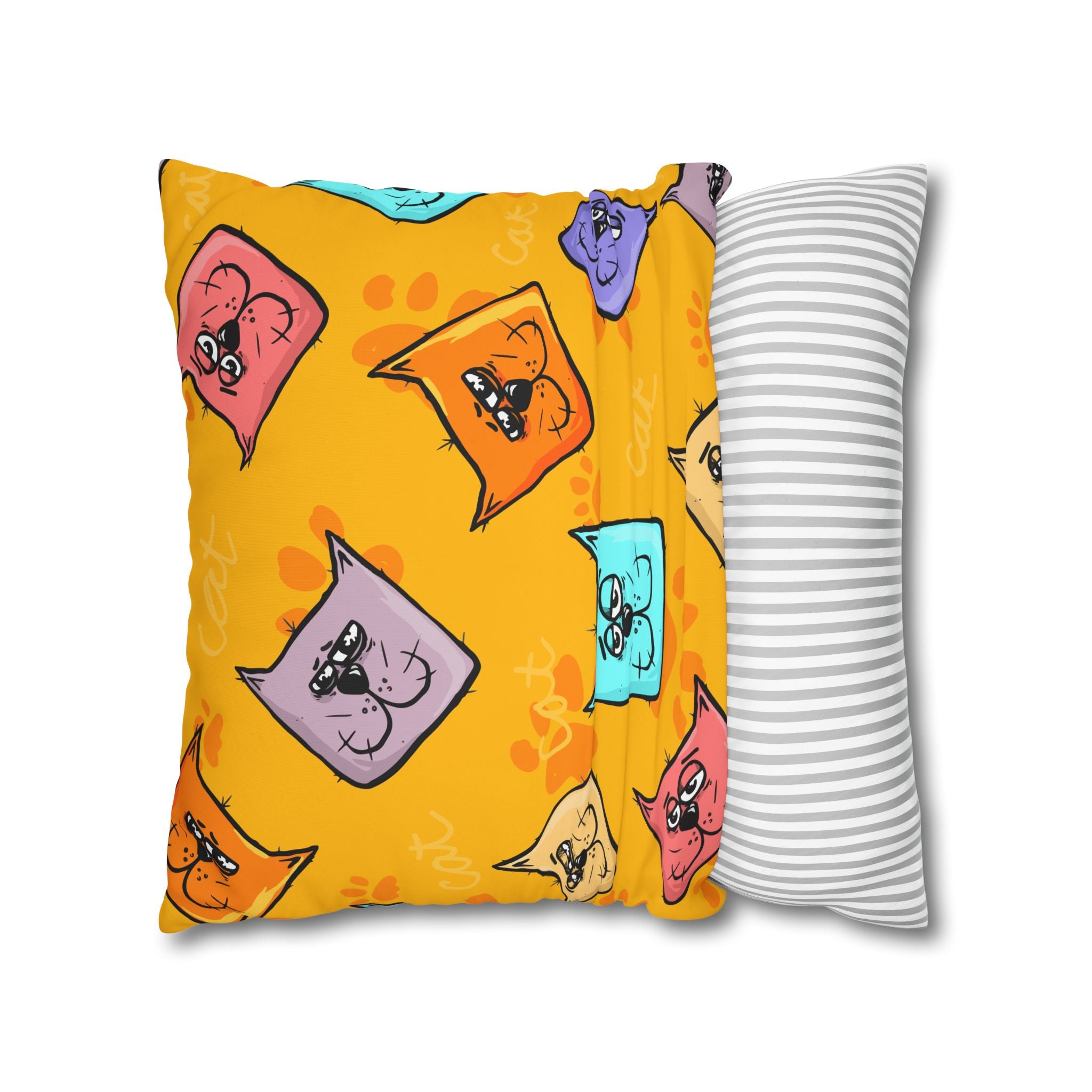 Pastel Cat Pillowcase - Gold Paw Print