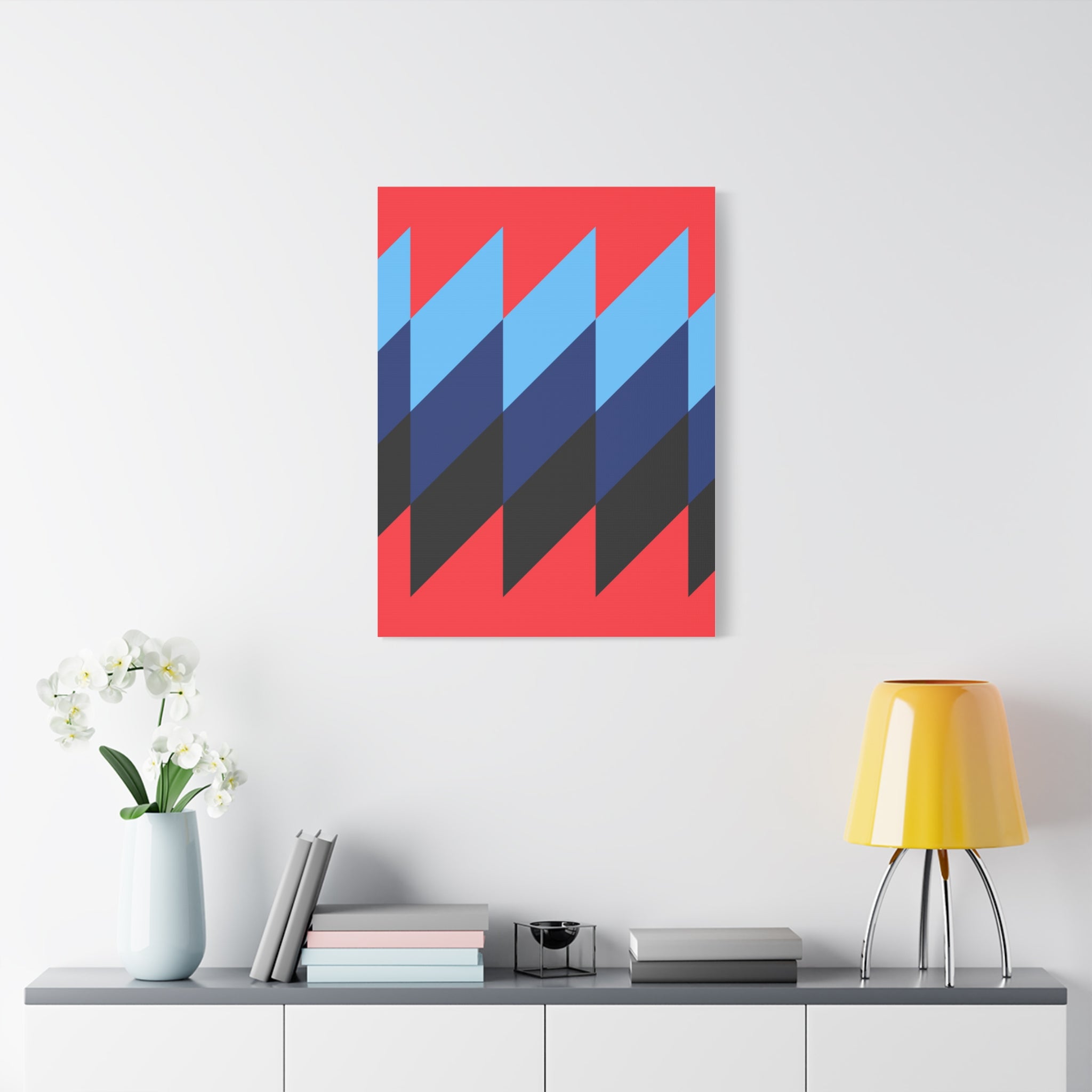 Abstract Geometric Red Canvas Art